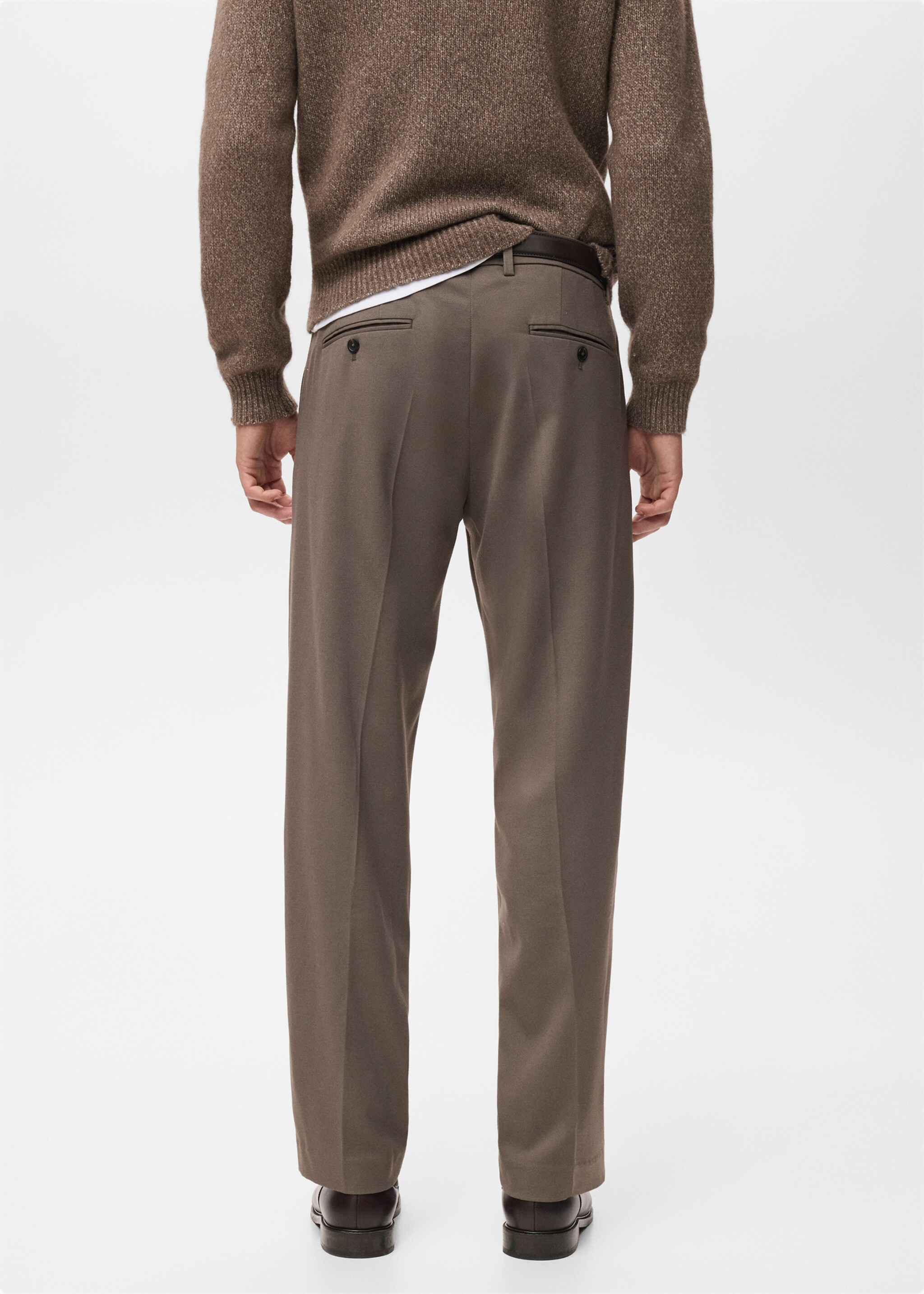 Regular-fit pleated trousers - Reverse of the article, Medium Brown. Ref: 17007890-00.