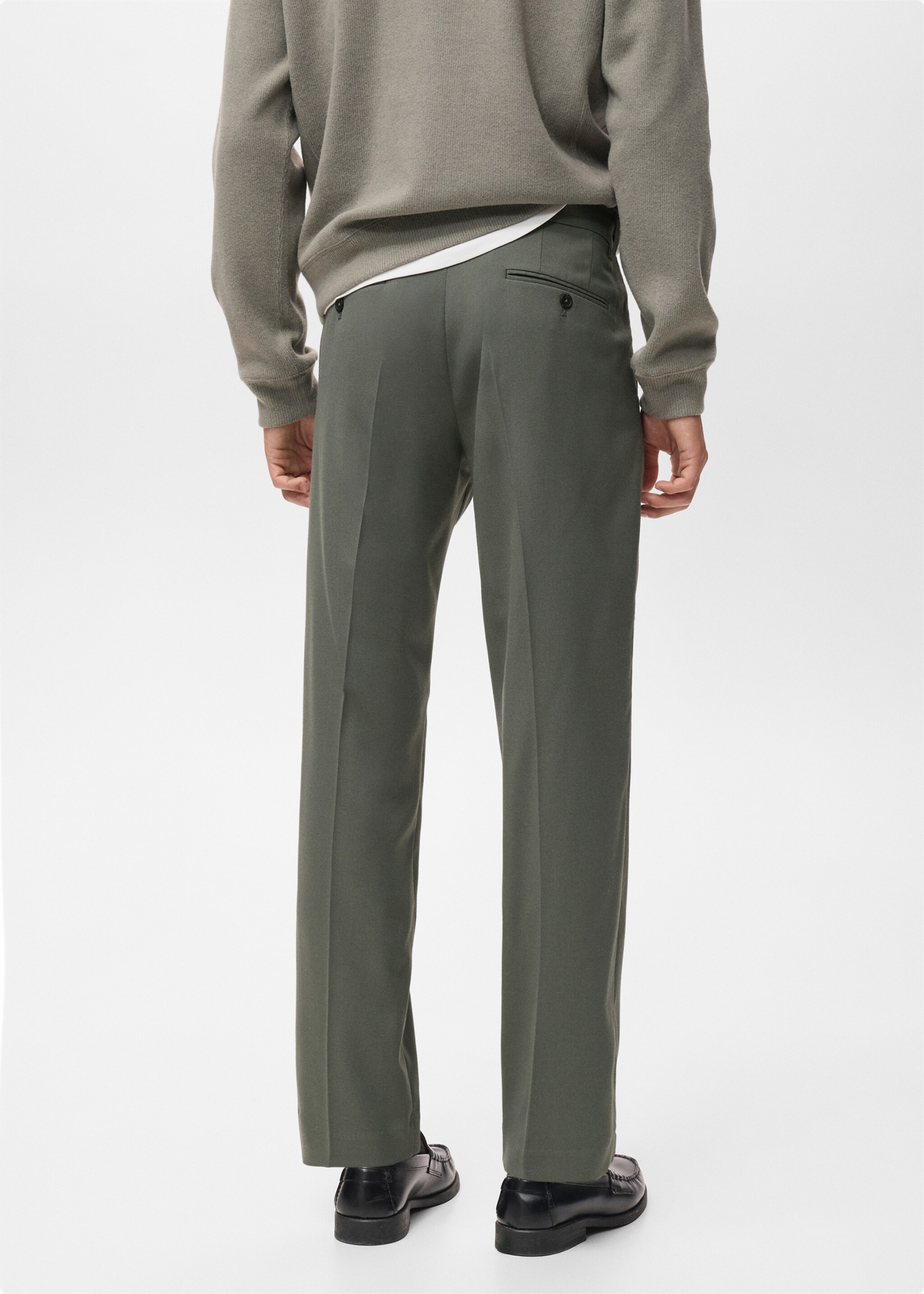Regular-fit pleated trousers - Reverse of the article, Dark Green. Ref: 17007890-00.