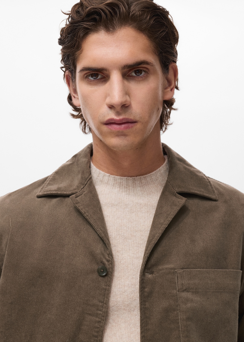 Corduroy cotton overshirt with pockets