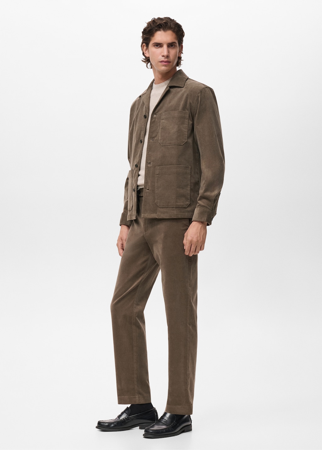 Corduroy cotton overshirt with pockets