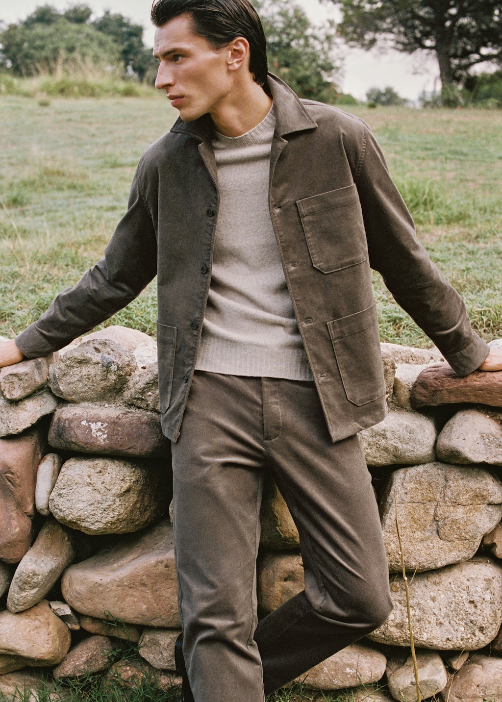 Corduroy cotton overshirt with pockets