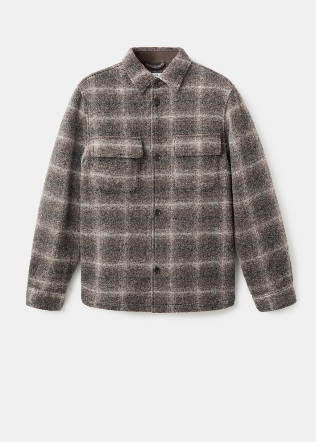 Check wool-blend overshirt