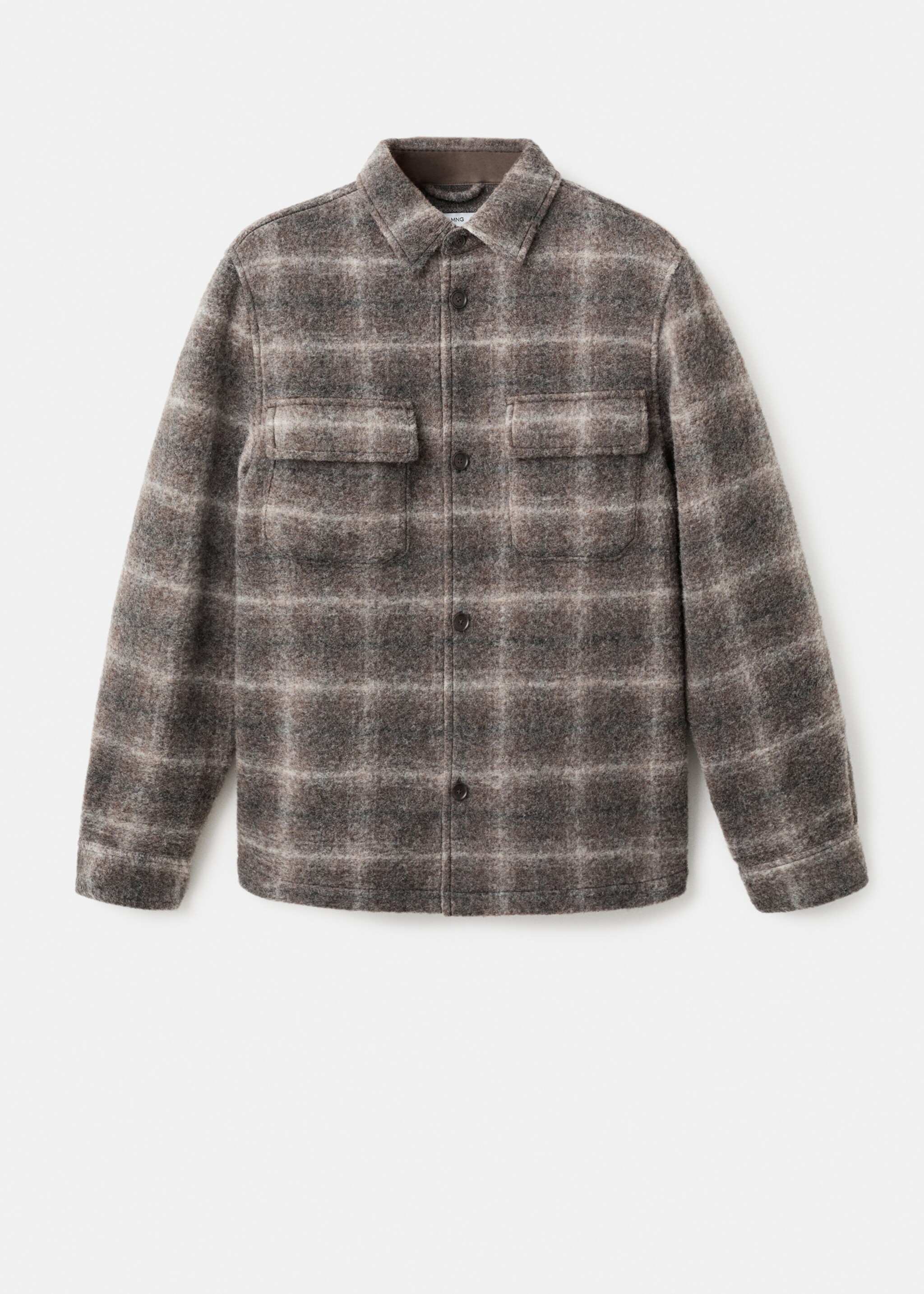 Veste laine mélangée à carreaux - Article sans modèle, Marron. Ref: 17007893-00.