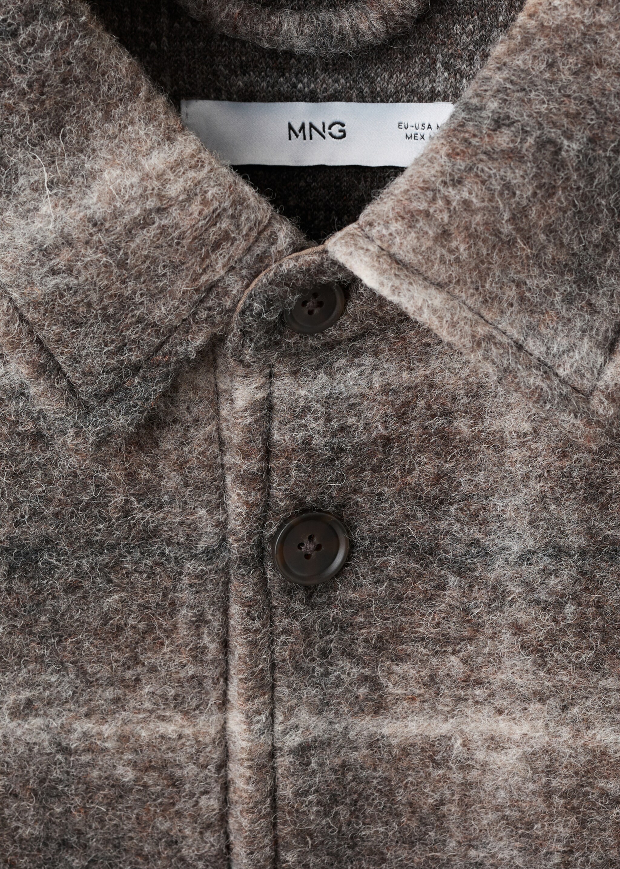 Veste laine mélangée à carreaux - Détail de l'article 8, Marron. Ref: 17007893-00.