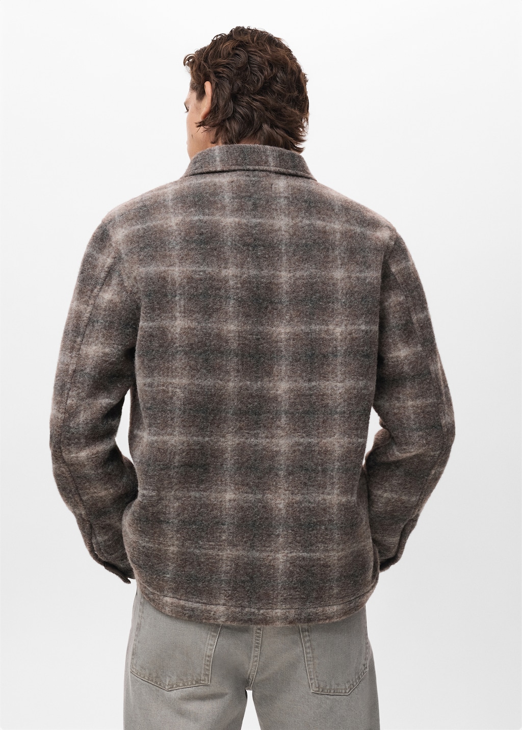 Check wool-blend overshirt