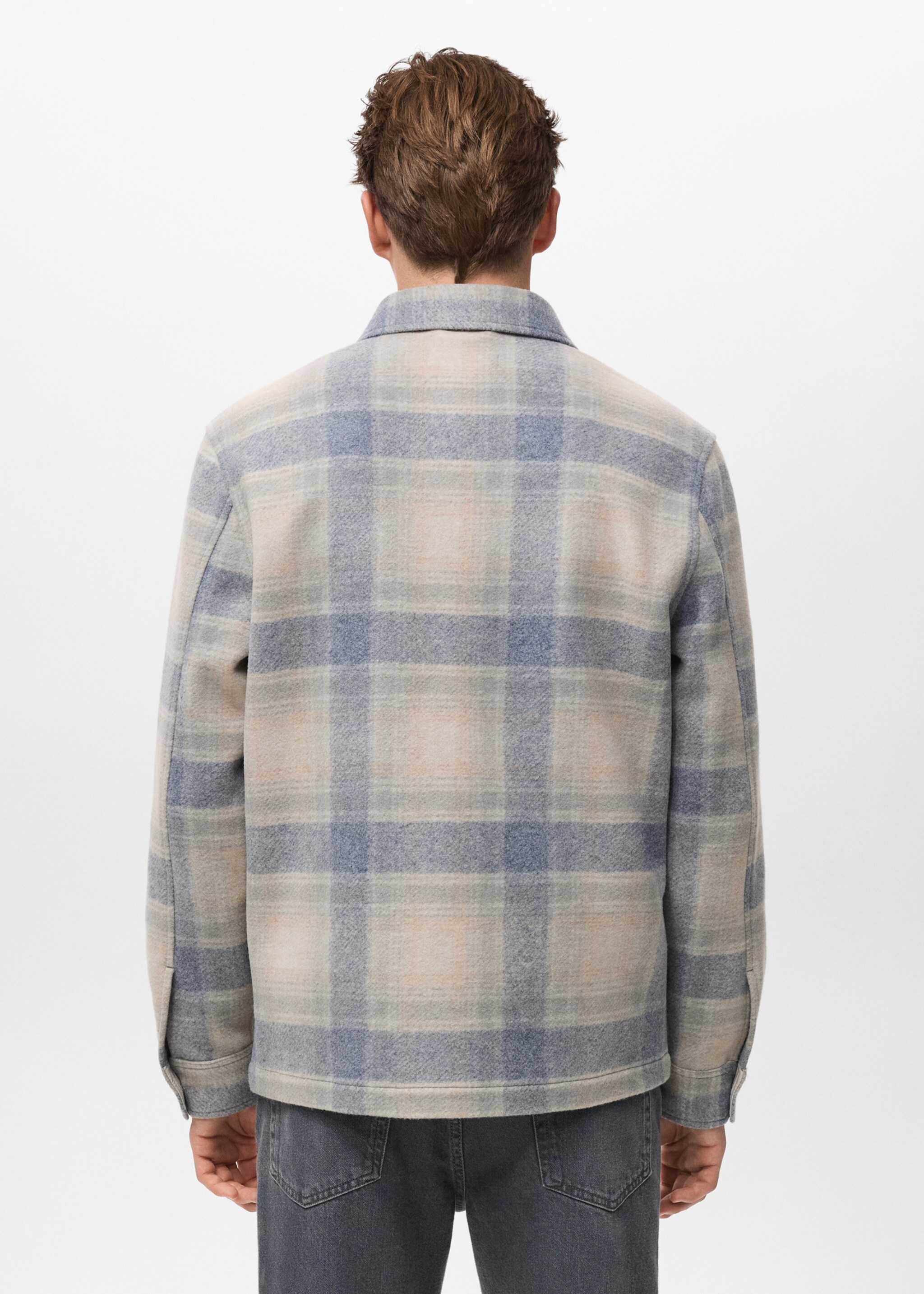 Checkered Flannel Jacket - Verso do artigo, Azul-celeste. Ref: 17007894-00.