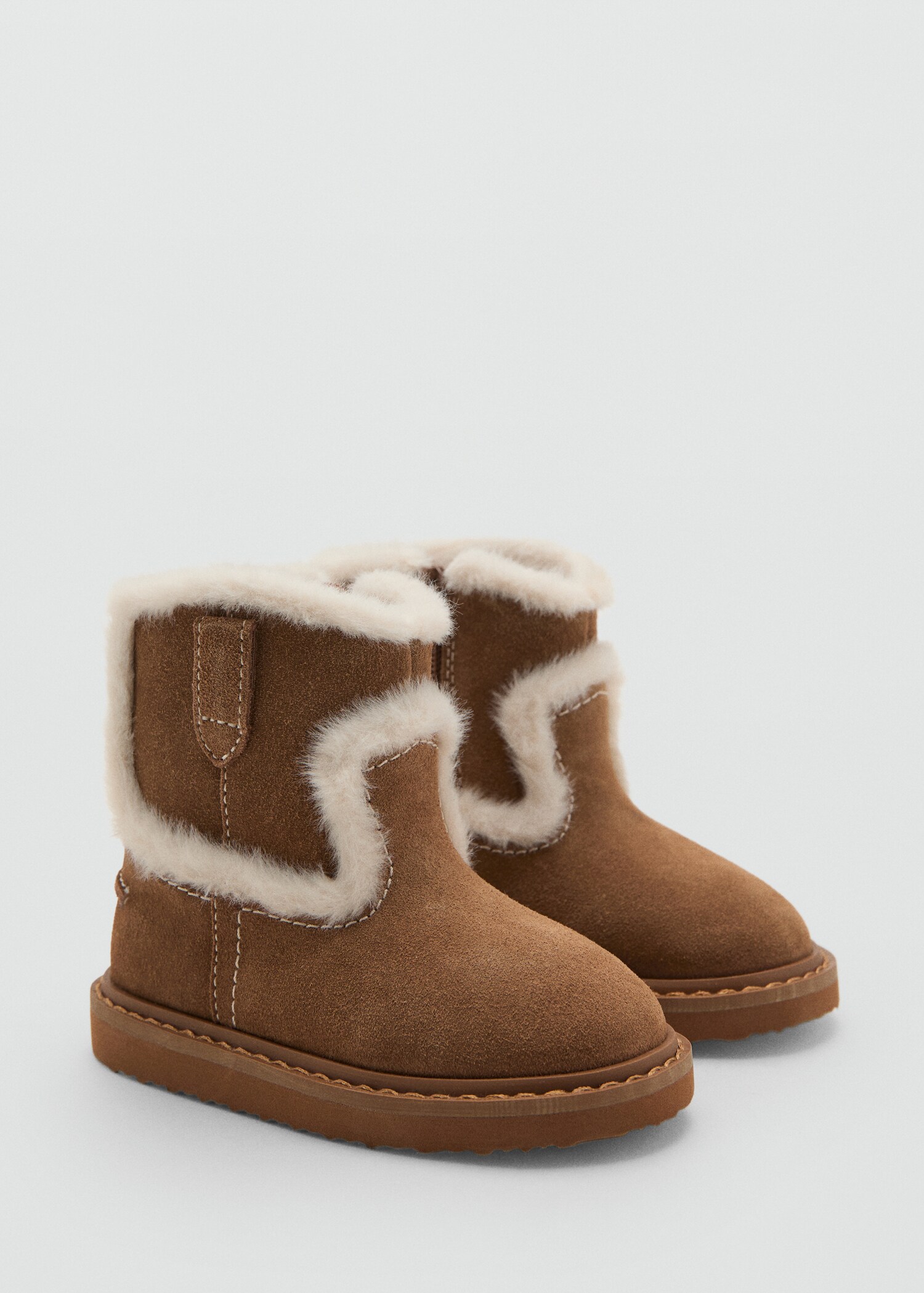Fur-effect suede ankle boots - Medium plane