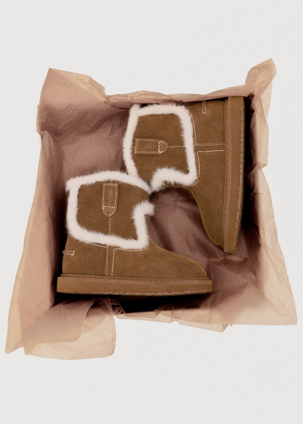 Fur-effect suede ankle boots