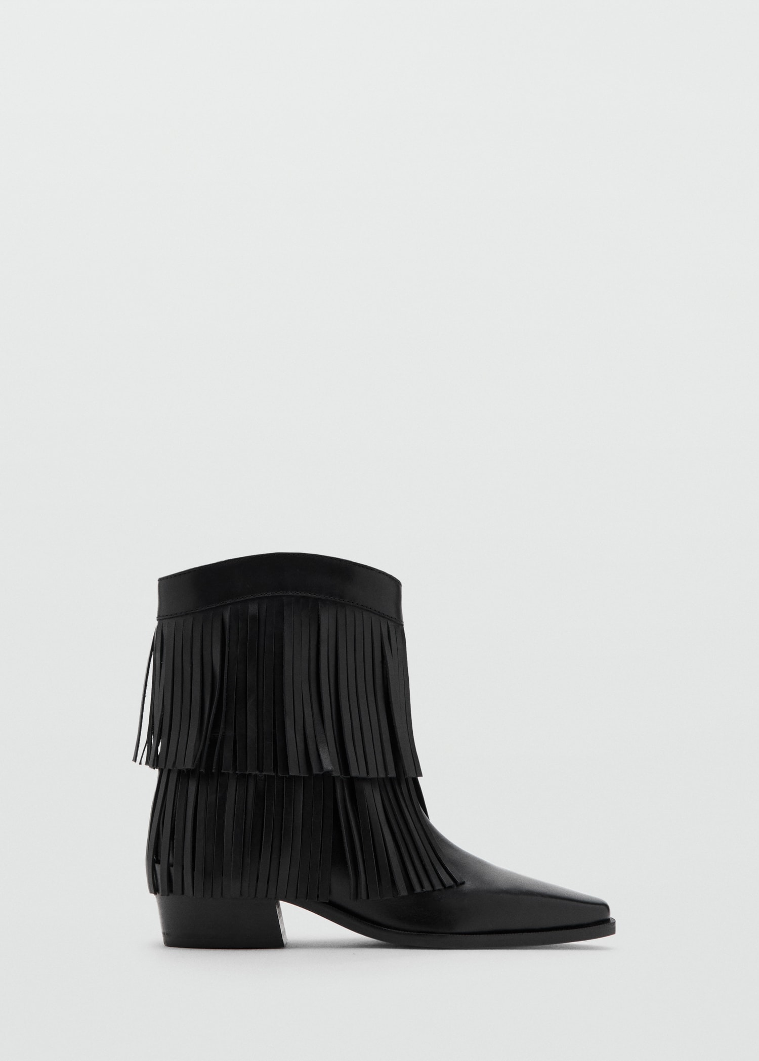Leather ankle boot with fringe heel Teen MANGO Egypt