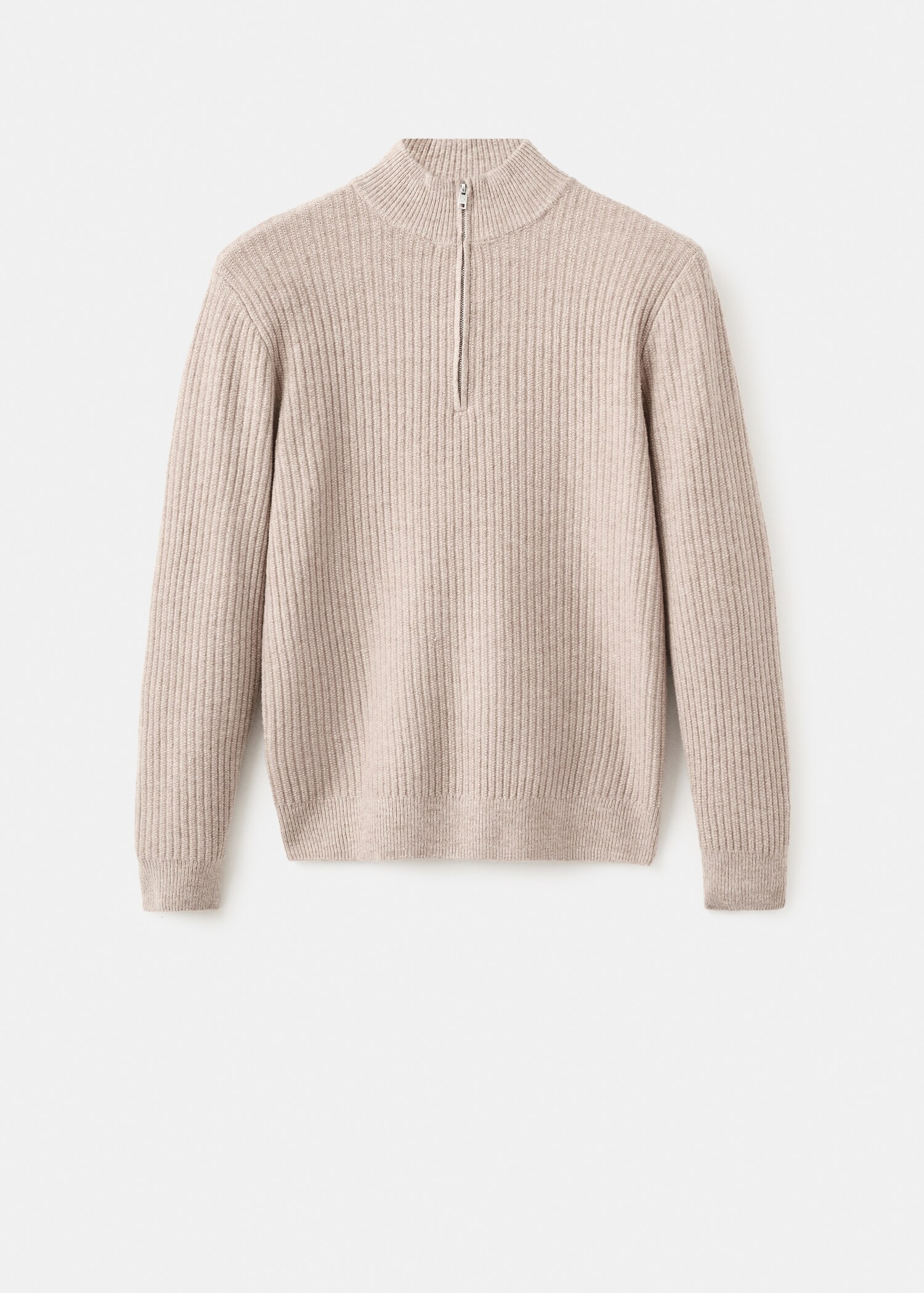 Ribbed sweater with zip neck - Article without model
