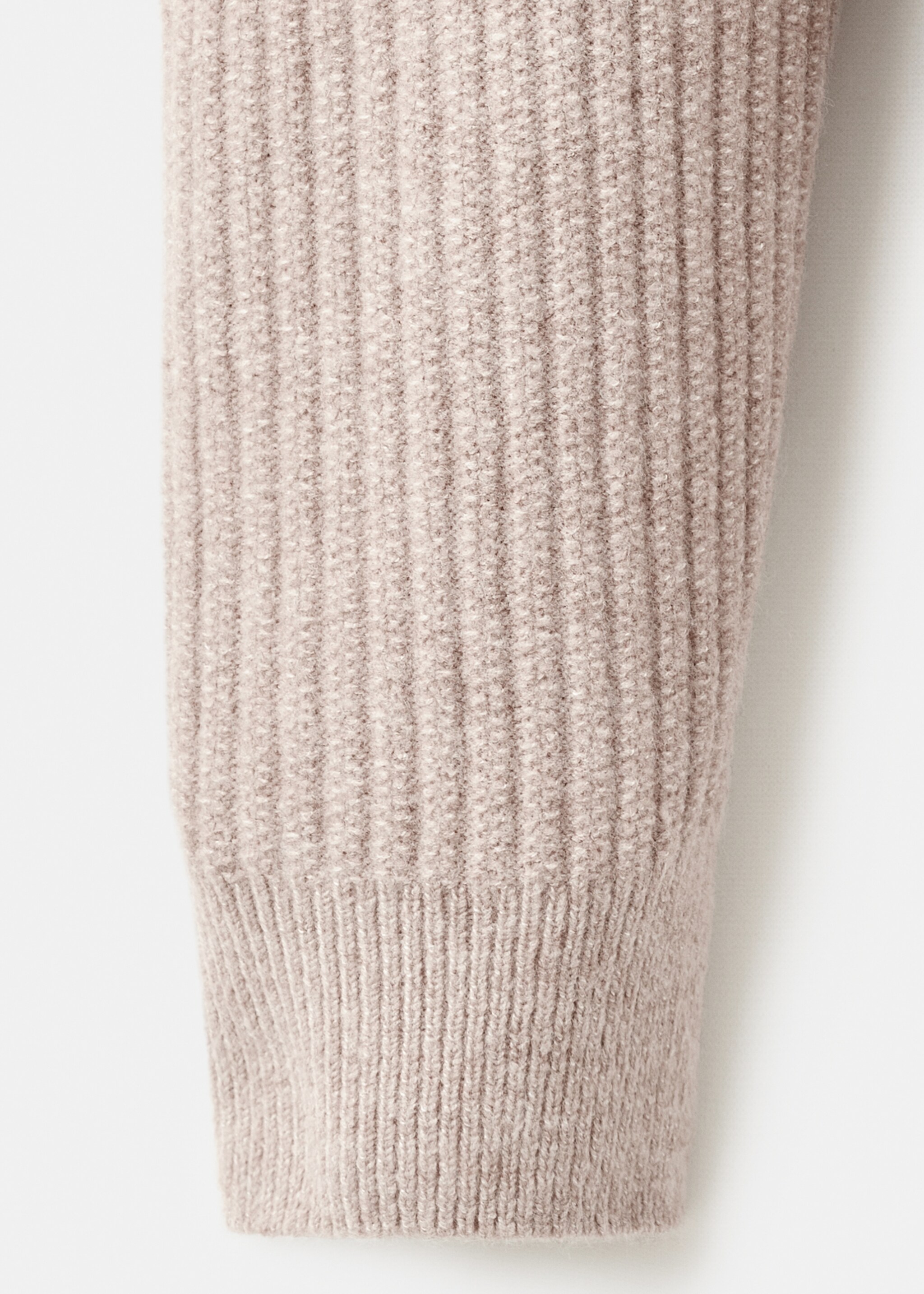 Ribbed sweater with zip neck - Details of the article 8, Sand. Ref: 17007899-00.