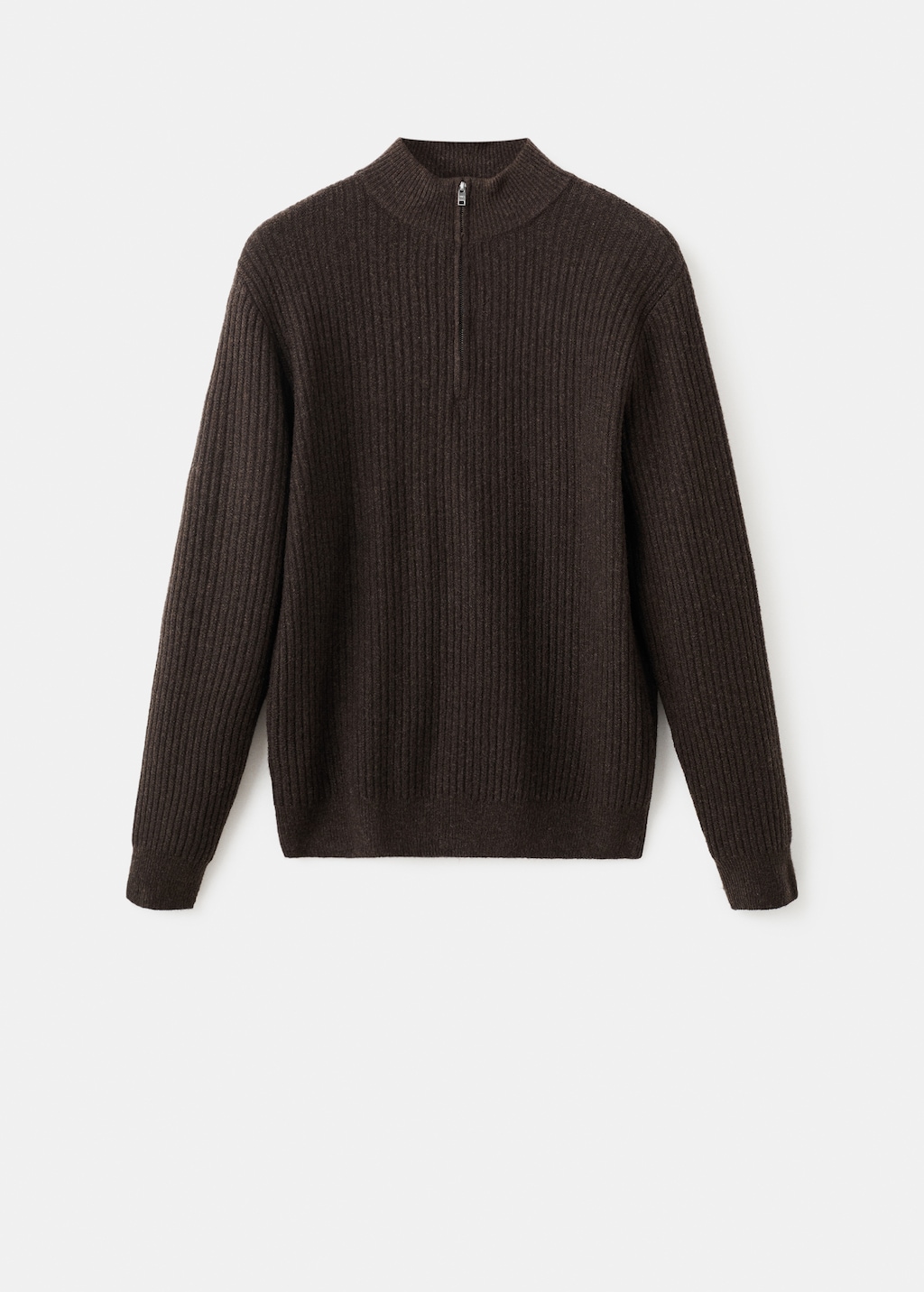 Ribbed sweater with zip neck