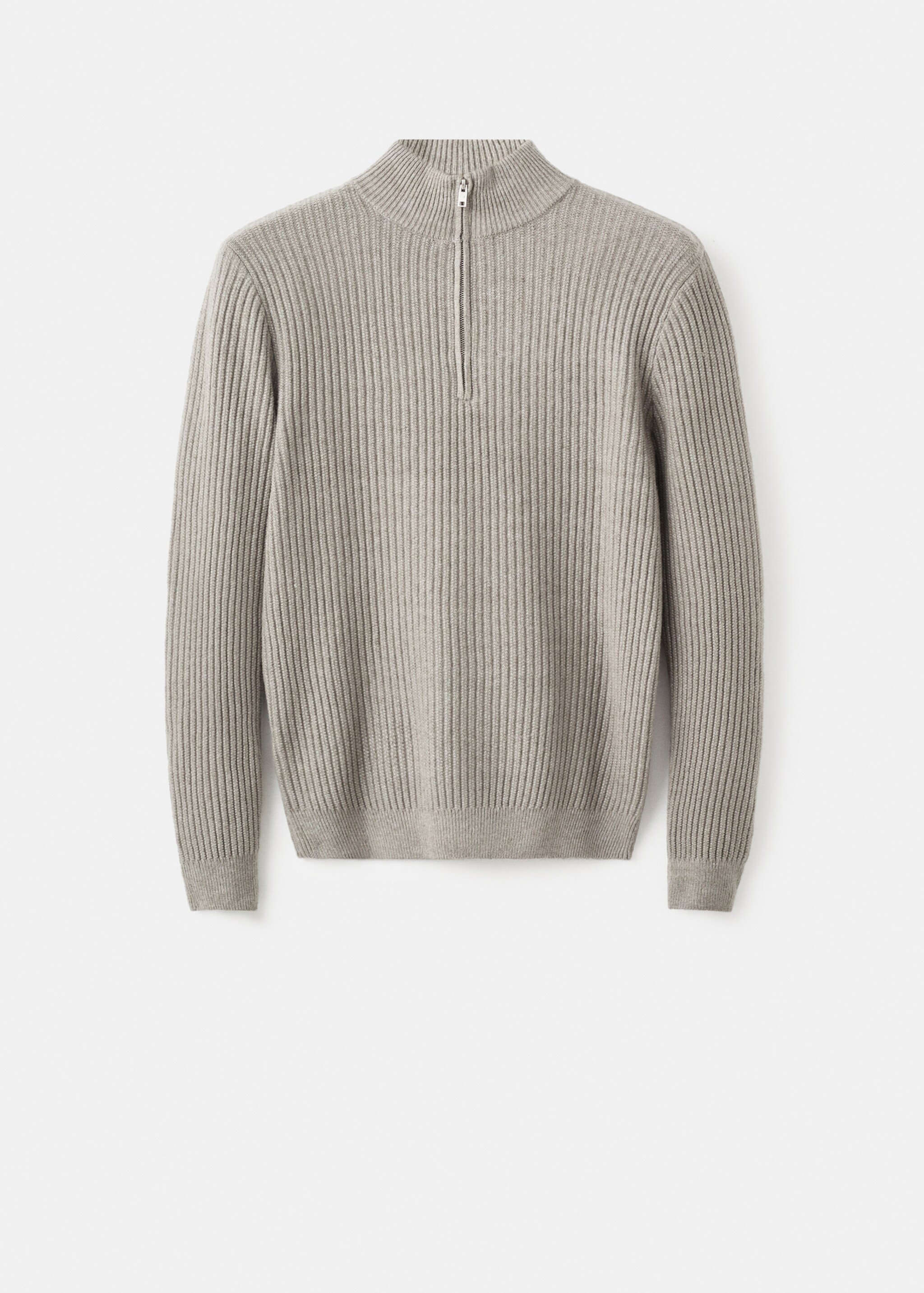 Ribbed sweater with zip neck - Article without model, Pastel Green. Ref: 17007899-00.