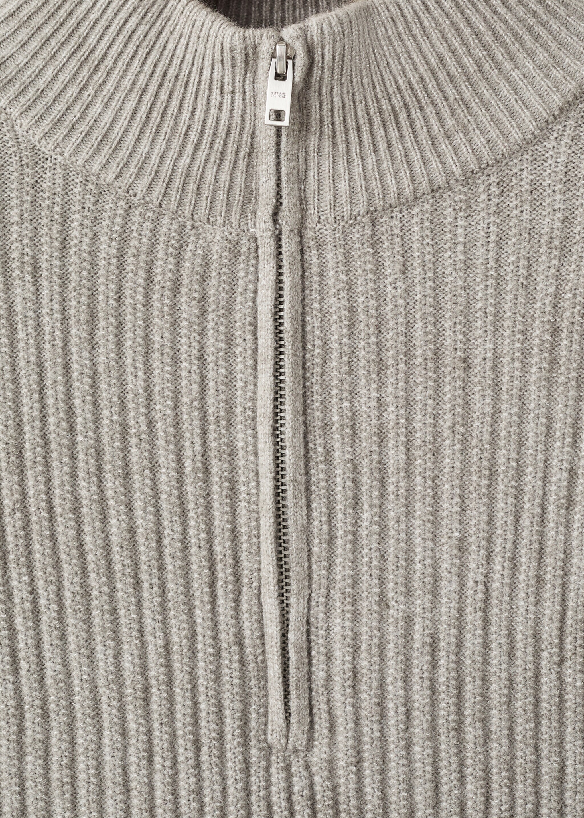 Ribbed sweater with zip neck - Details of the article 8, Pastel Green. Ref: 17007899-00.