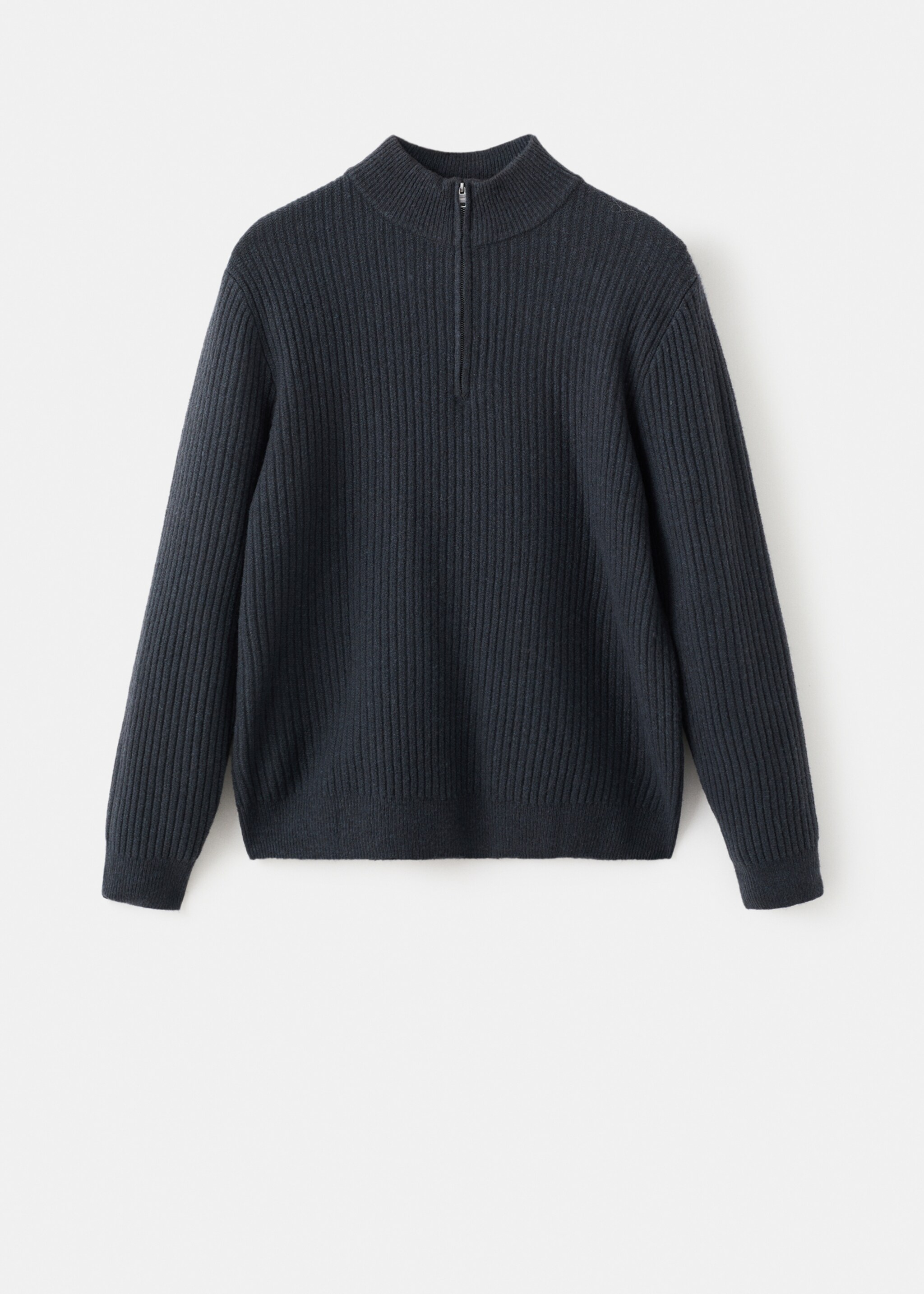 Ribbed sweater with zip neck - Article without model, Indigo Blue. Ref: 17007899-00.