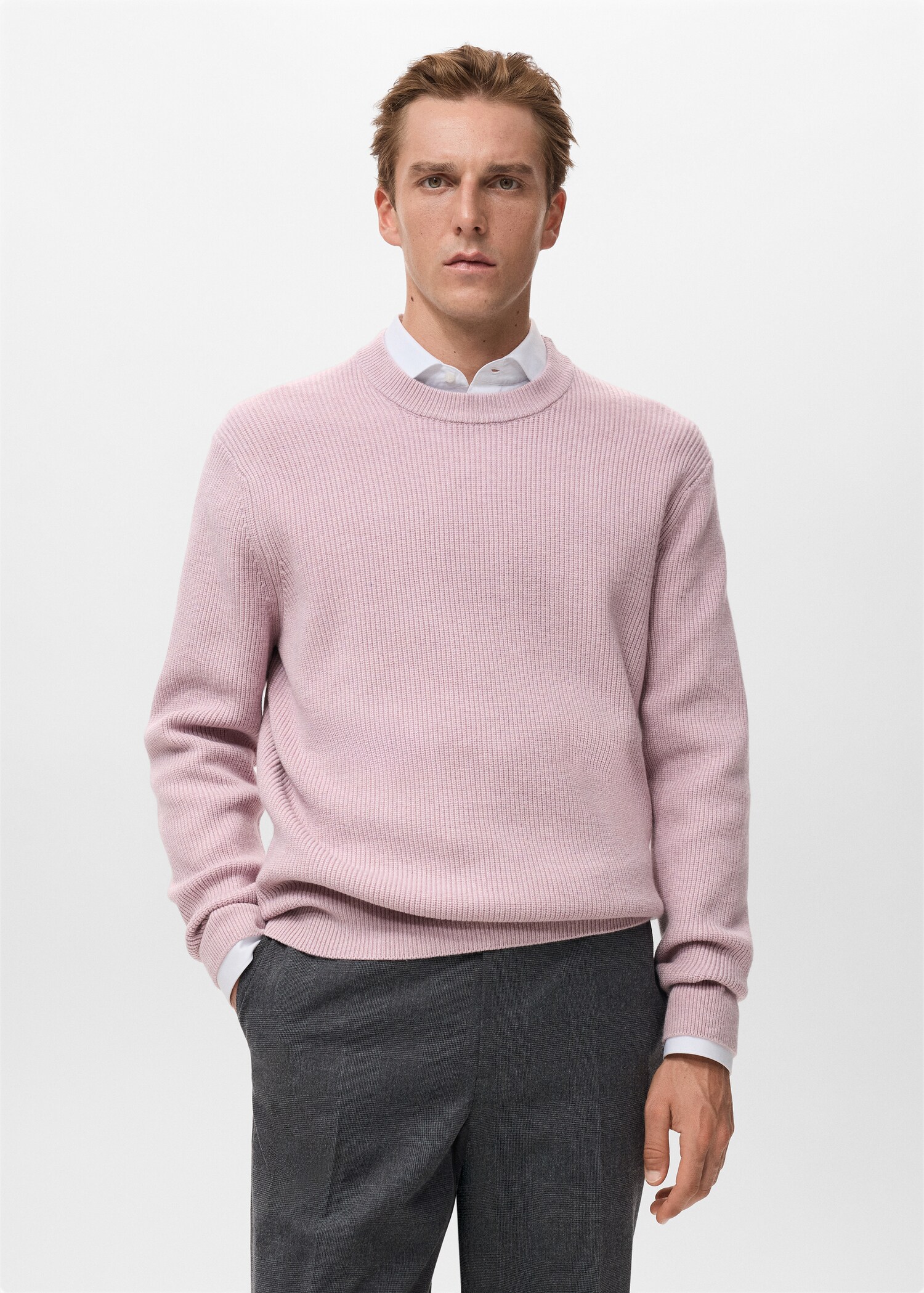 Ripp-Pullover aus Wollgemisch - Mittlere Ansicht