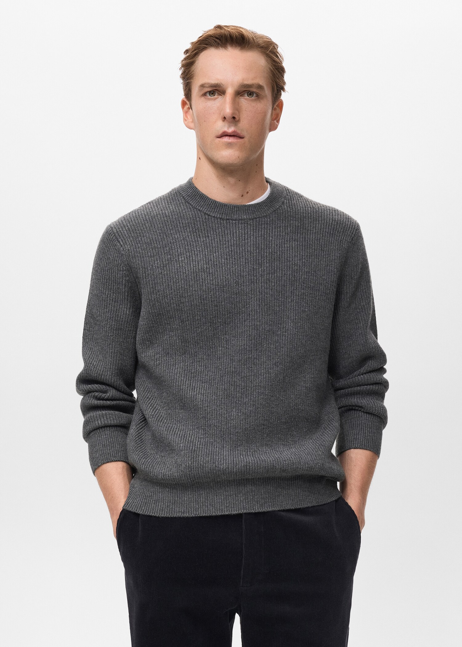 Ripp-Pullover aus Wollgemisch - Mittlere Ansicht