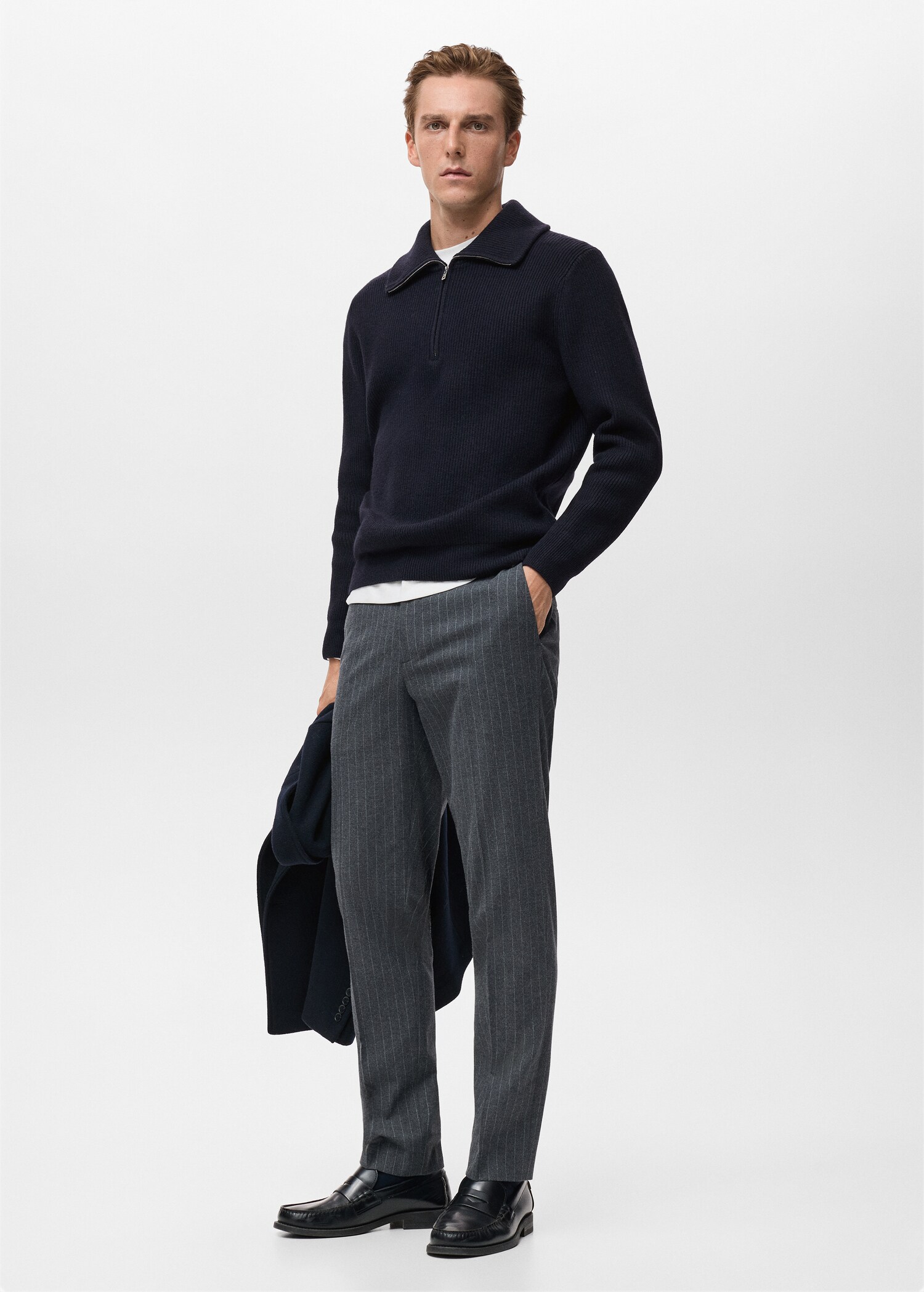 Knitted sweater with zip collar - Details of the article 2