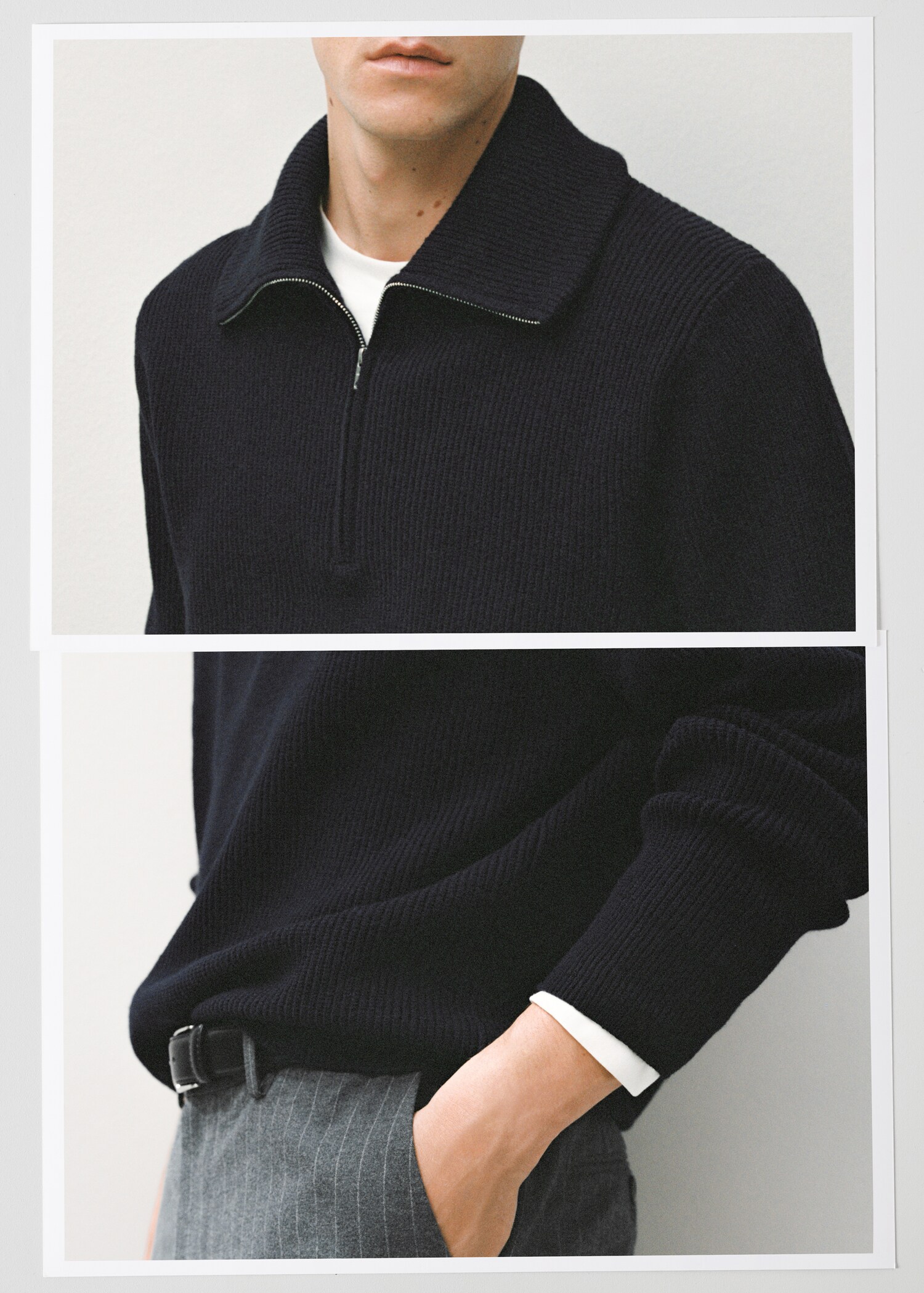 Knitted sweater with zip collar - Details of the article 3