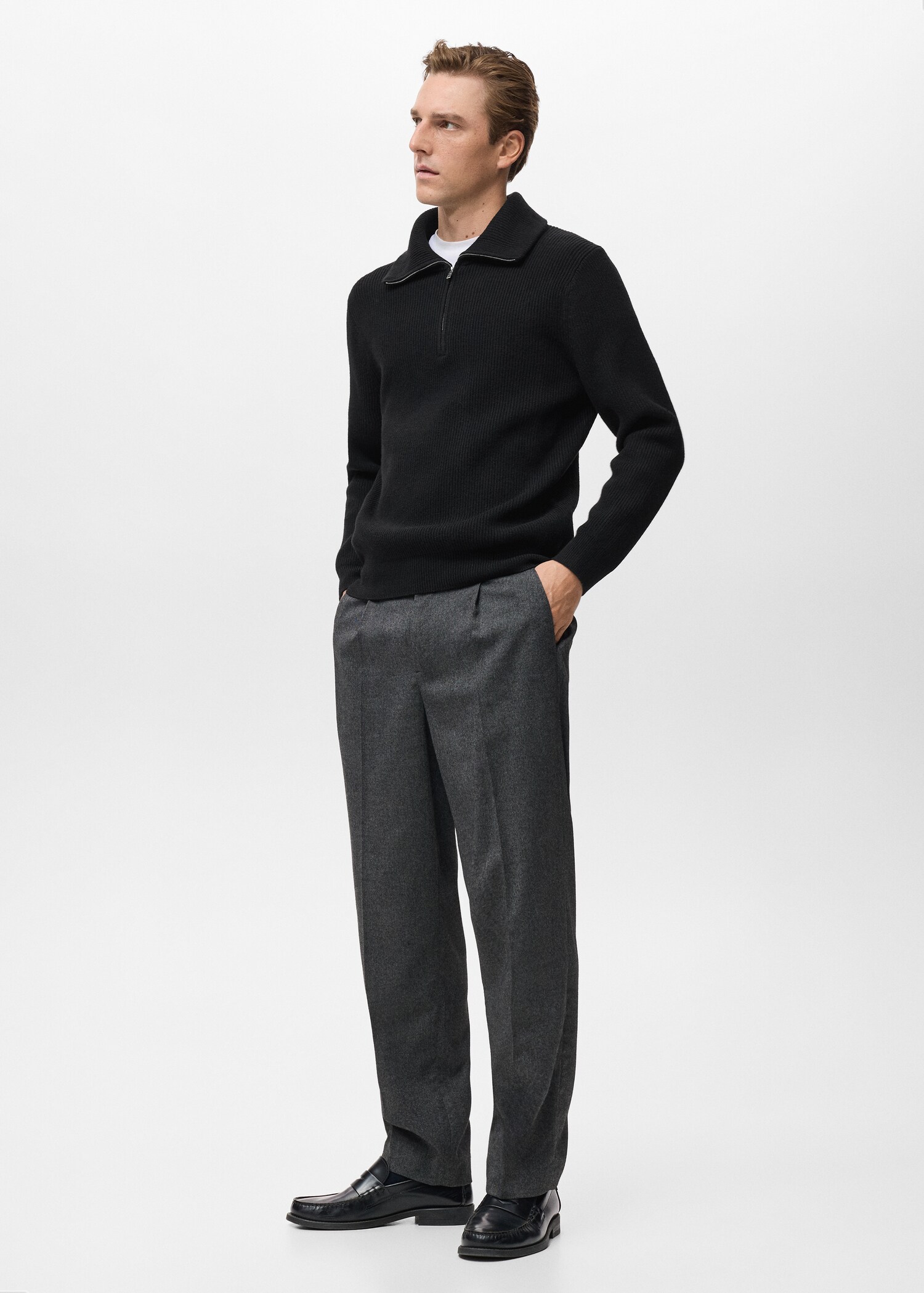 Knitted sweater with zip collar - Details of the article 2