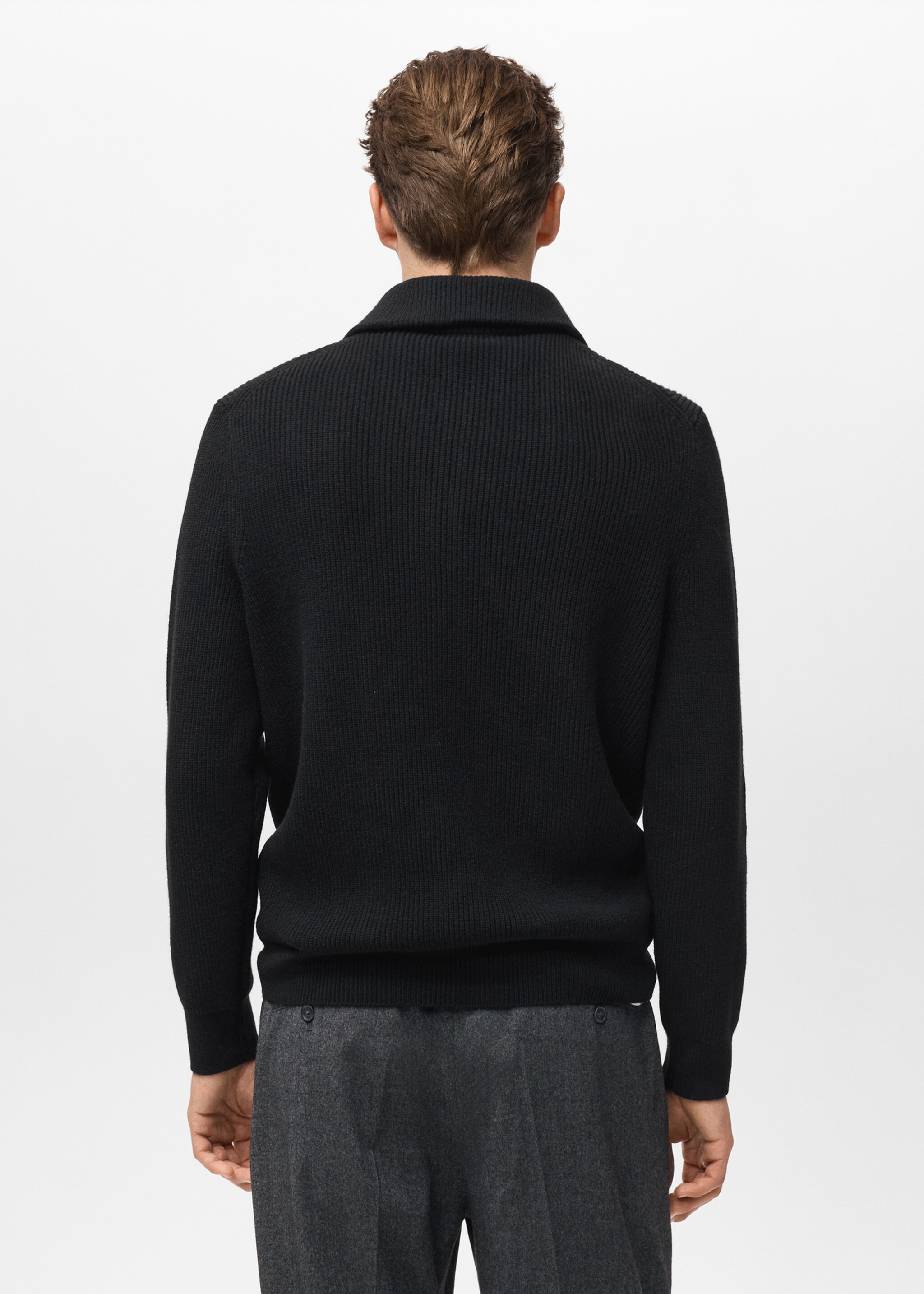 Pull-over maille col zippé - Verso de l’article, Noir. Ref: 17007901-00.
