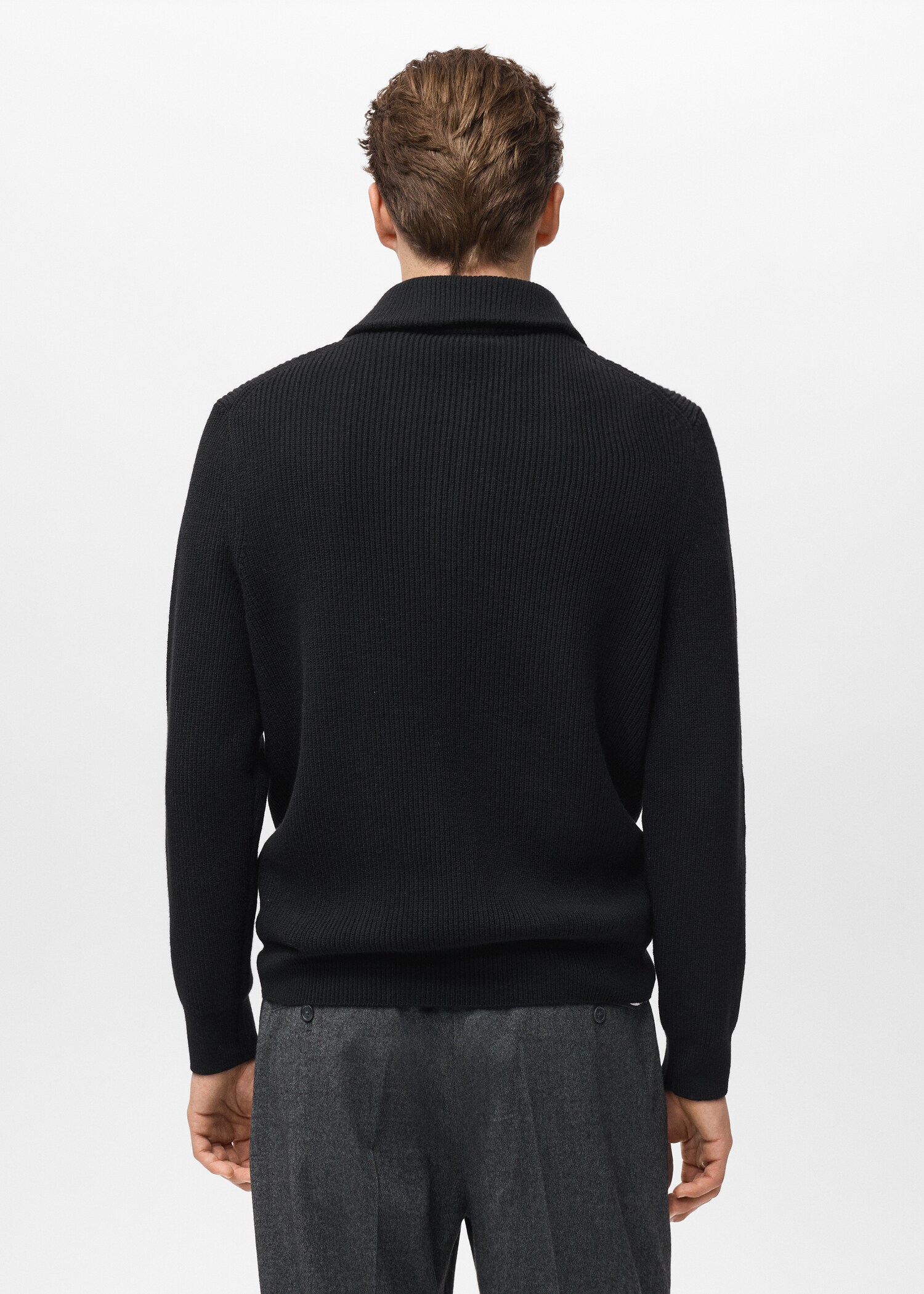 Knitted sweater with zip collar - Reverse of the article