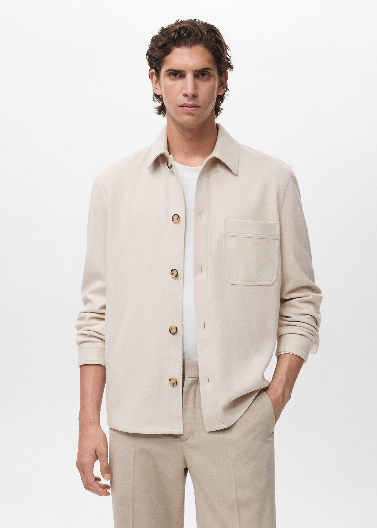Regular fit flannel overshirt - Medium plane