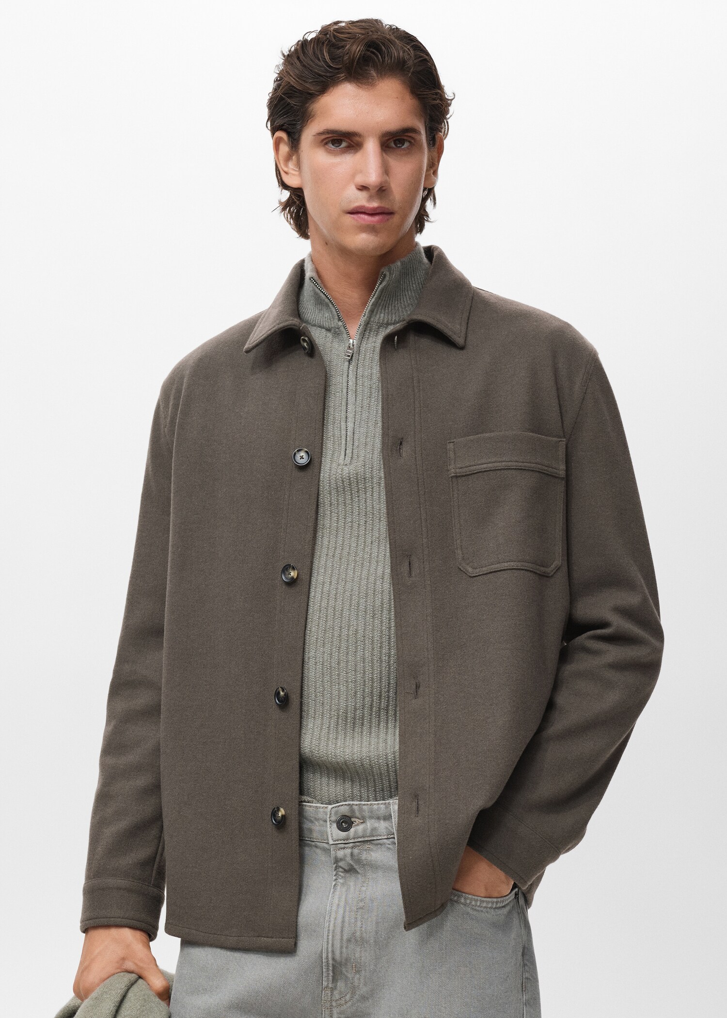Regular fit flannel overshirt - Medium plane