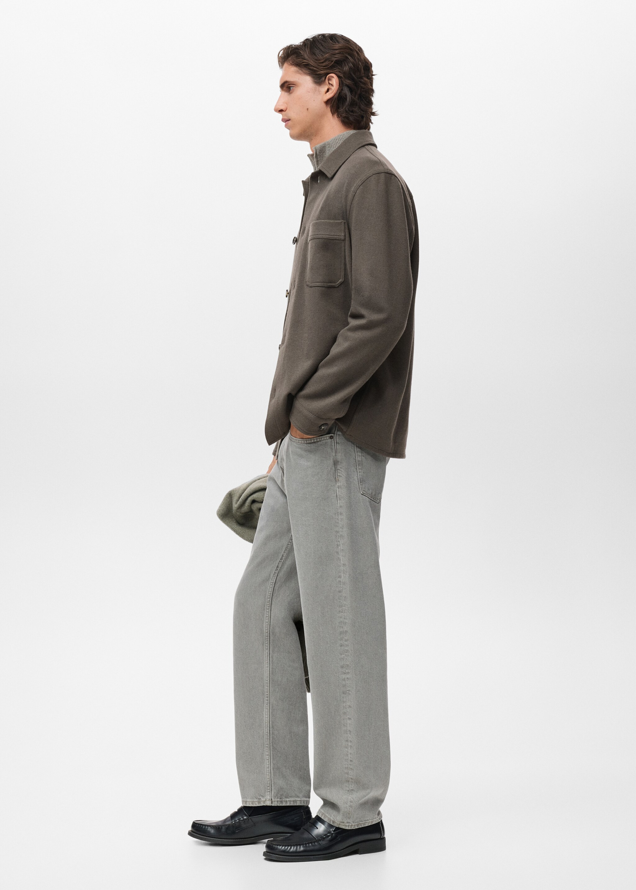 Regular fit flannel overshirt - Details of the article 2, Dark Green. Ref: 17007906-00.