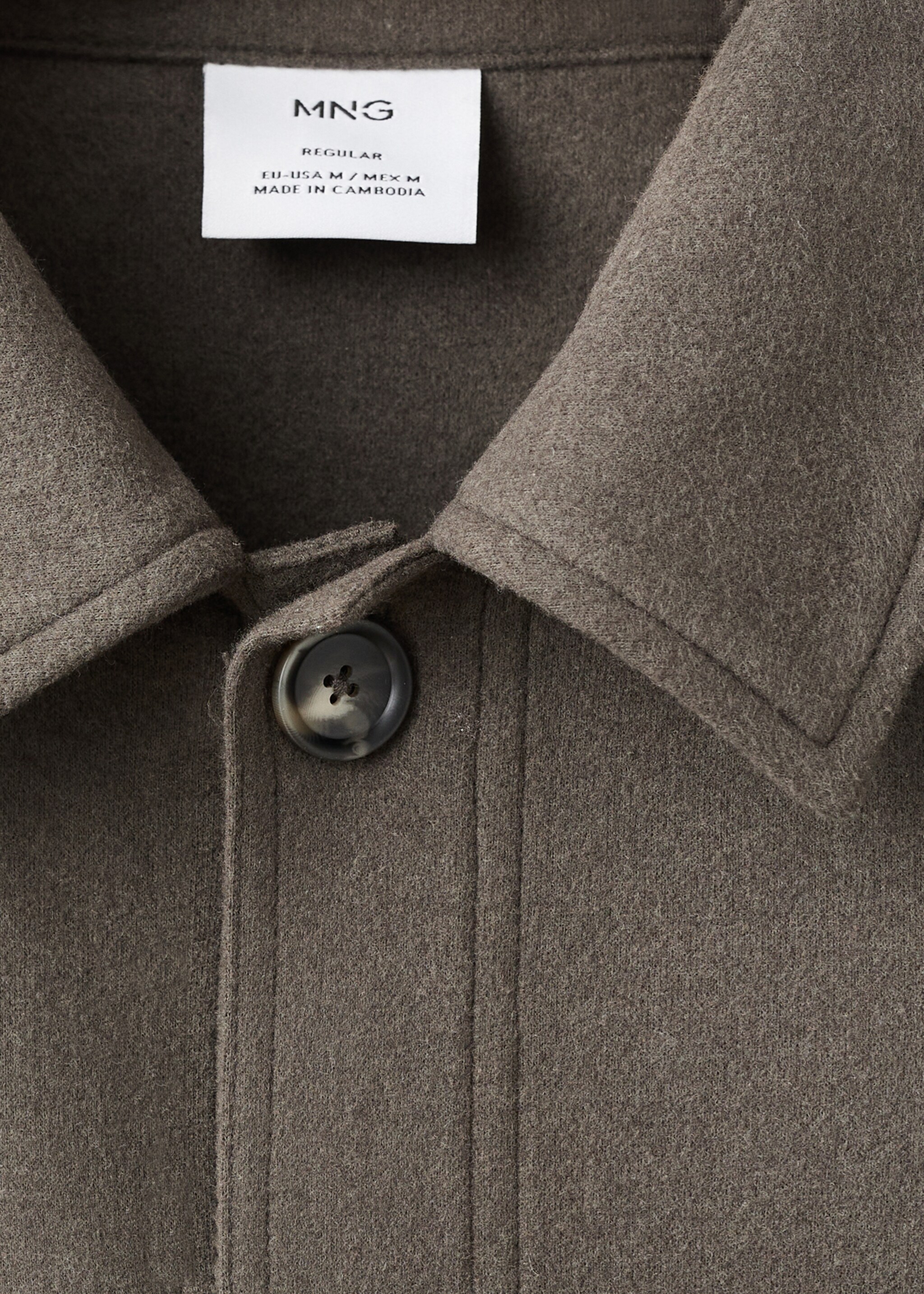 Regular fit flannel overshirt - Details of the article 8, Dark Green. Ref: 17007906-00.