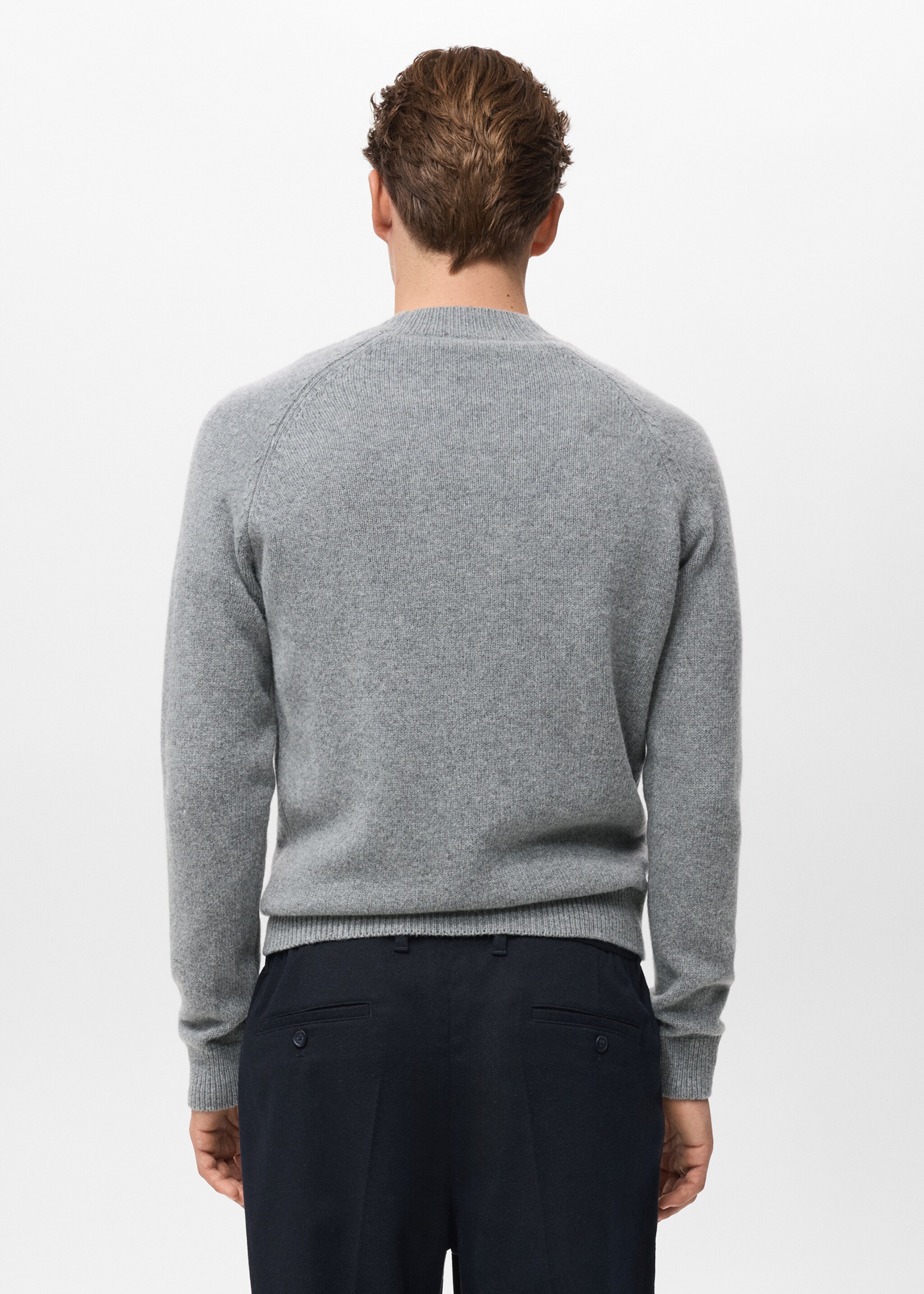 100% Italian wool knitted sweater - Reverse of the article, Medium Heather Grey. Ref: 17007907-00.