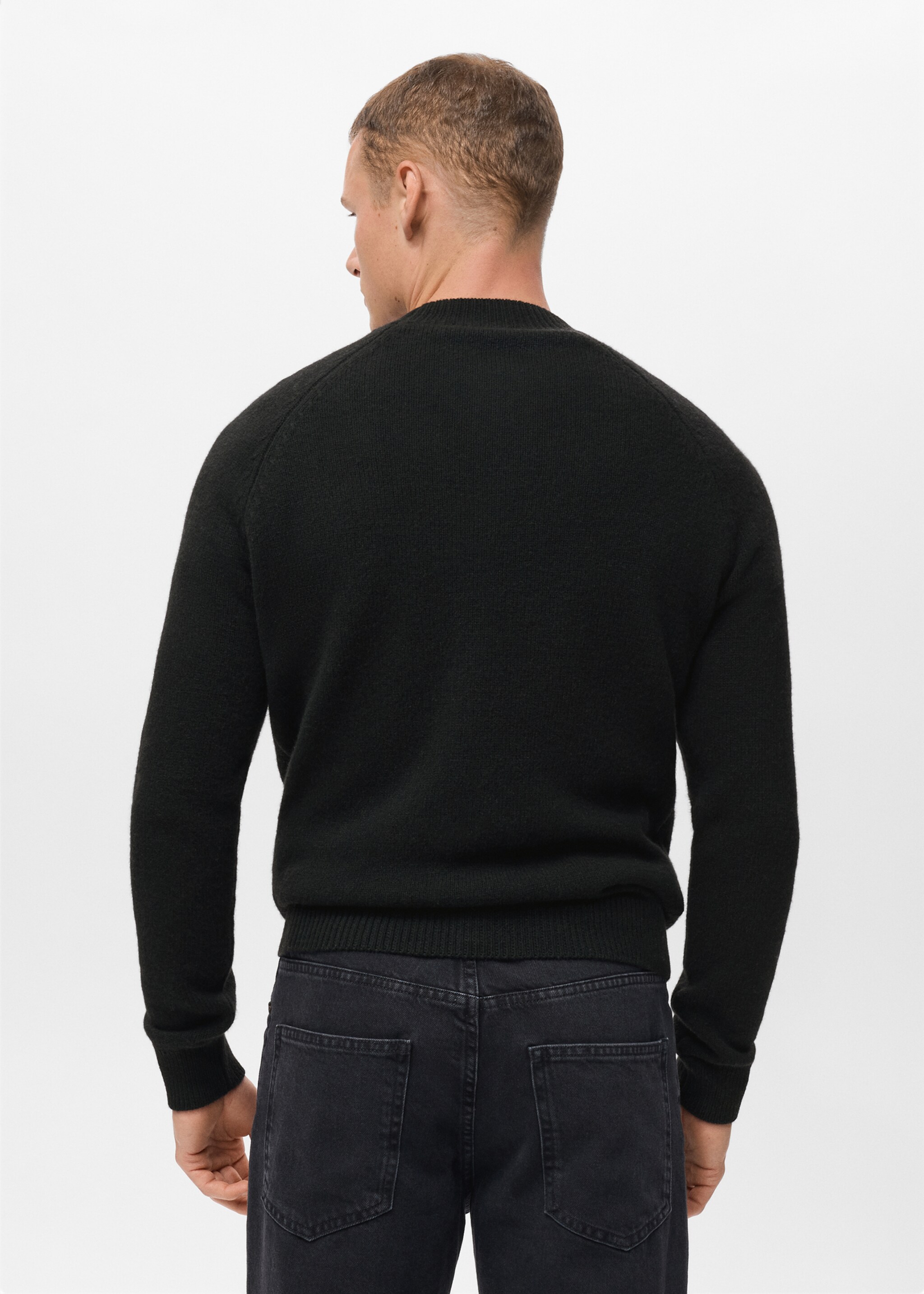 100% Italian wool knitted sweater - Reverse of the article, Black. Ref: 17007907-00.