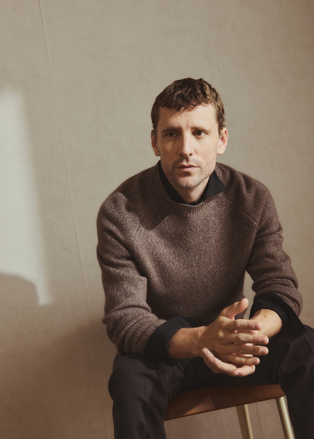 Fine-knit wool-blend sweater