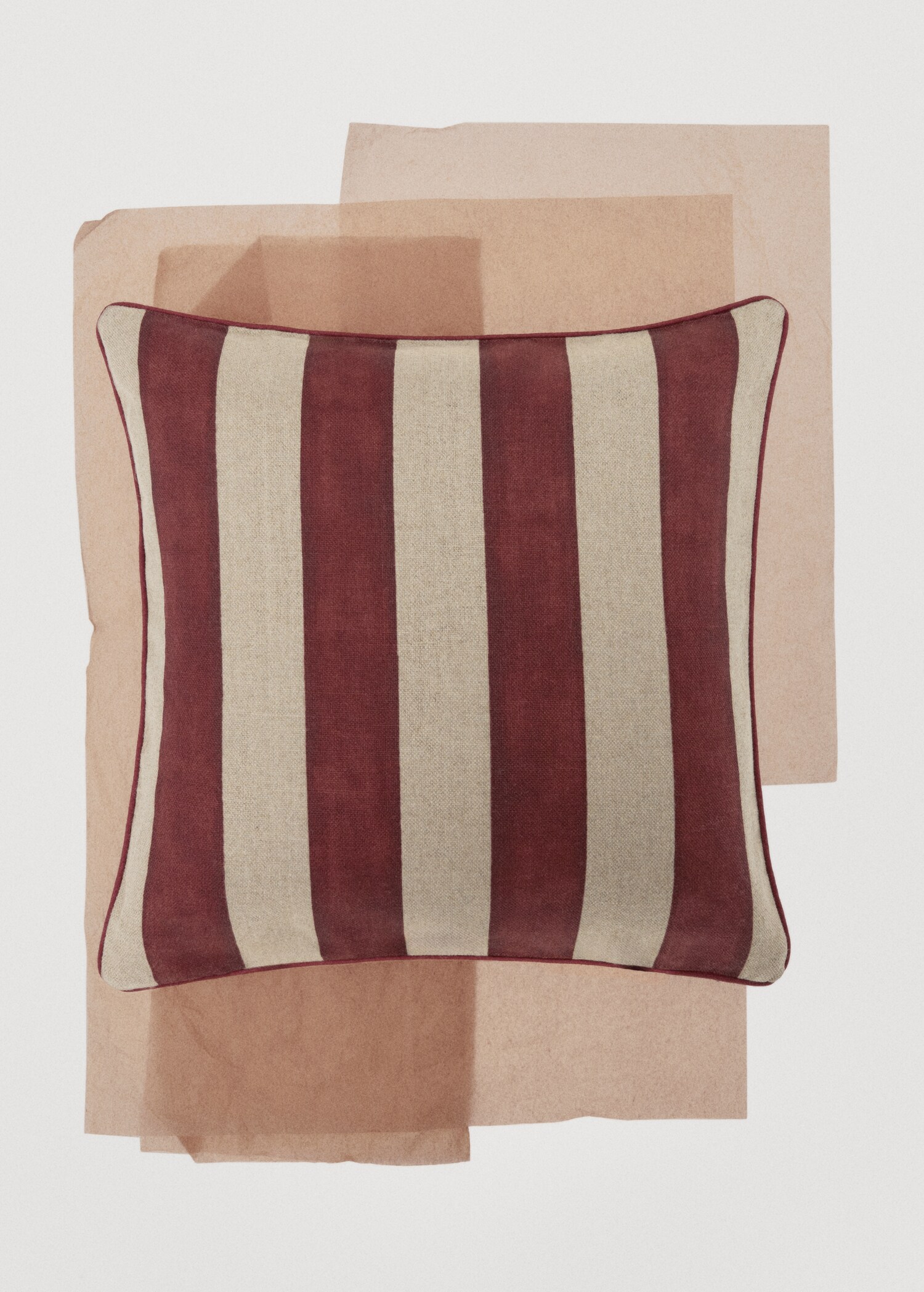 Putetrekk med striper, stikninger og glidelås, 50x50 cm - Artikkeldetalj 7