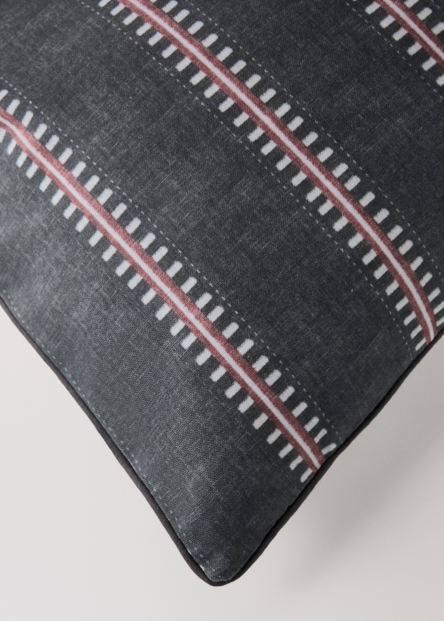 Housse de coussin coton à rayures passepoil 40x60 cm - Détail de l'article 3