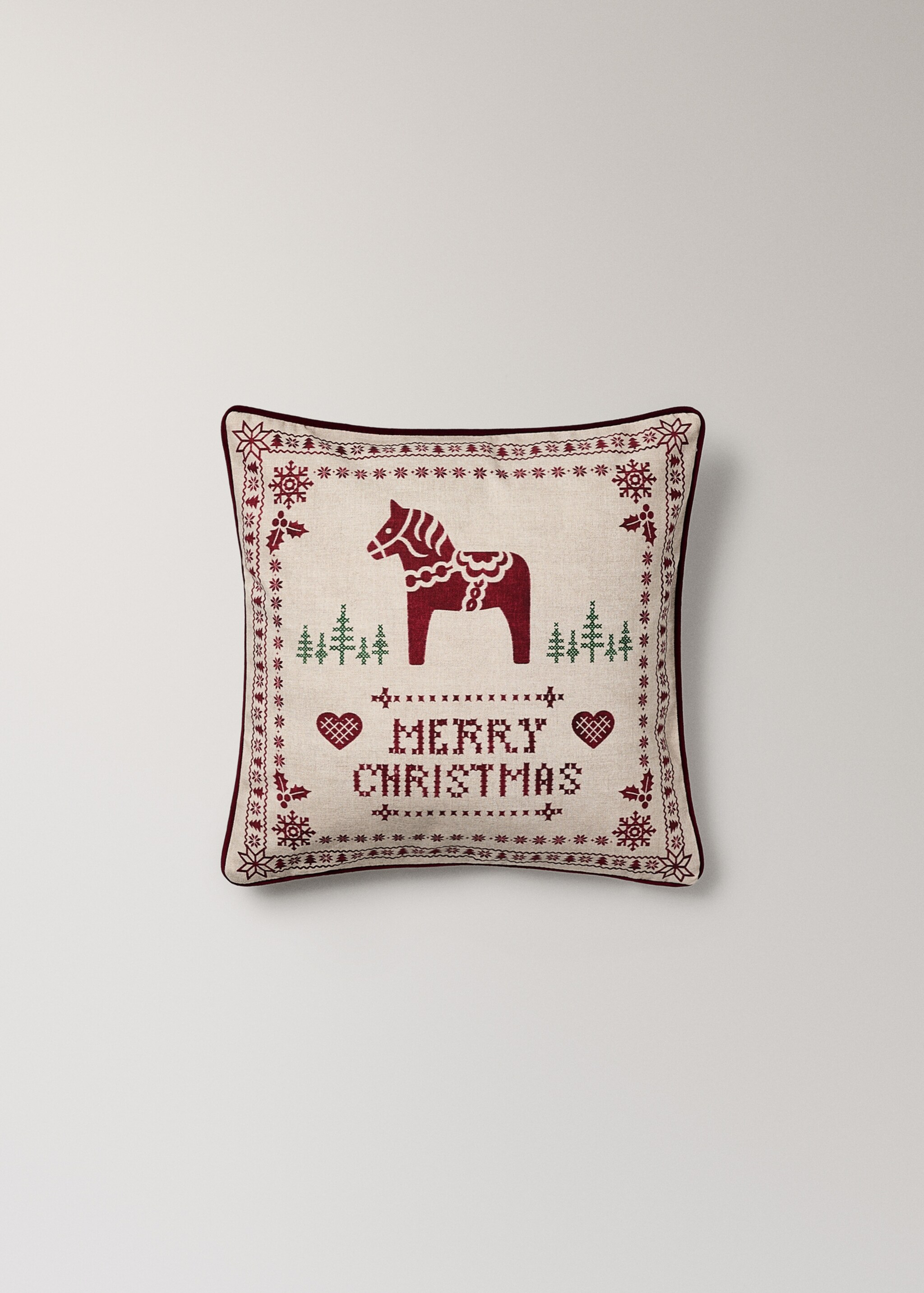 Embroidered detail cushion cover 40x60cm - Article without model, Beige. Ref: 17007916-00.