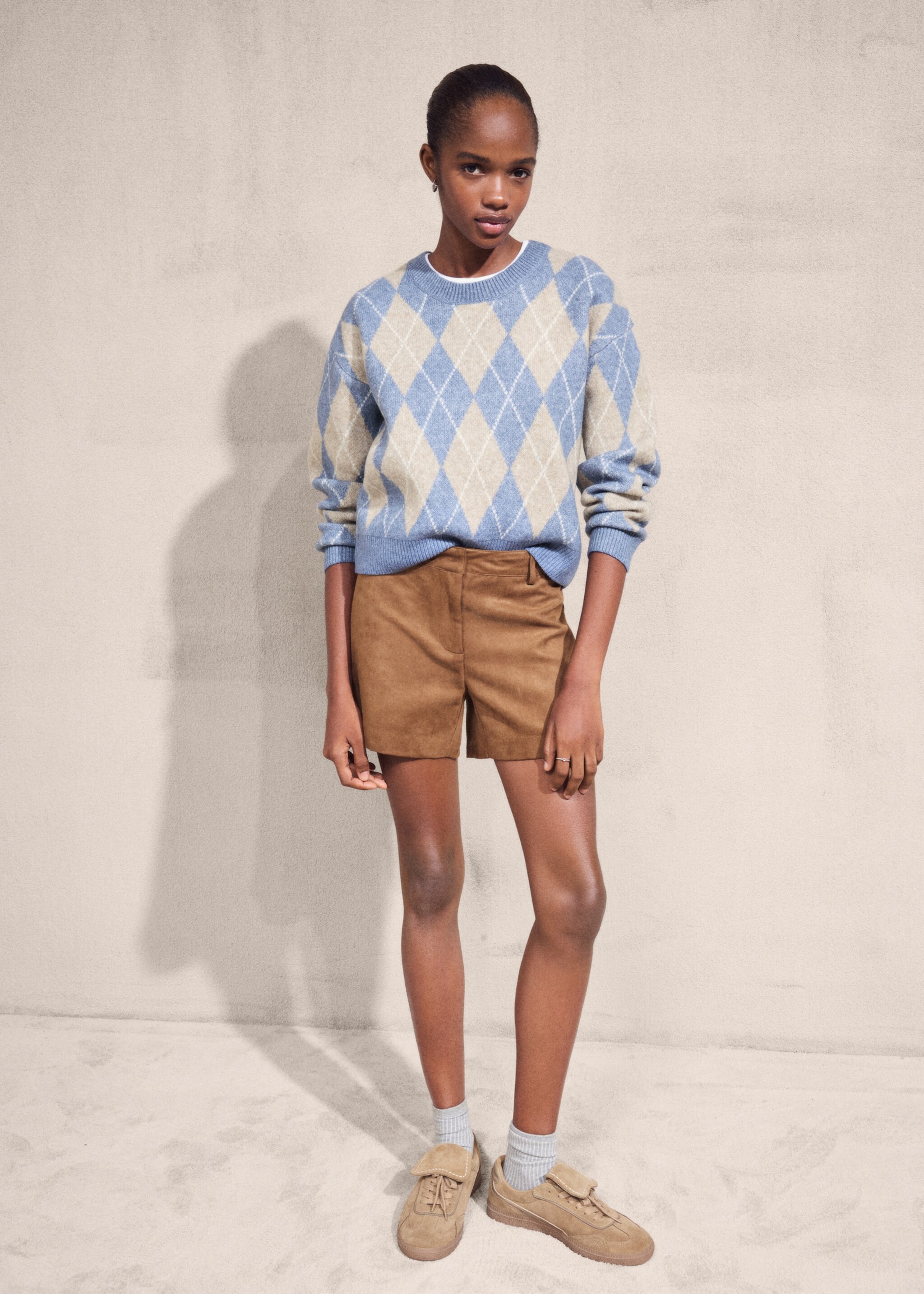 Rhombus design sweater - Details of the article 6, Blue. Ref: 17008272-00.