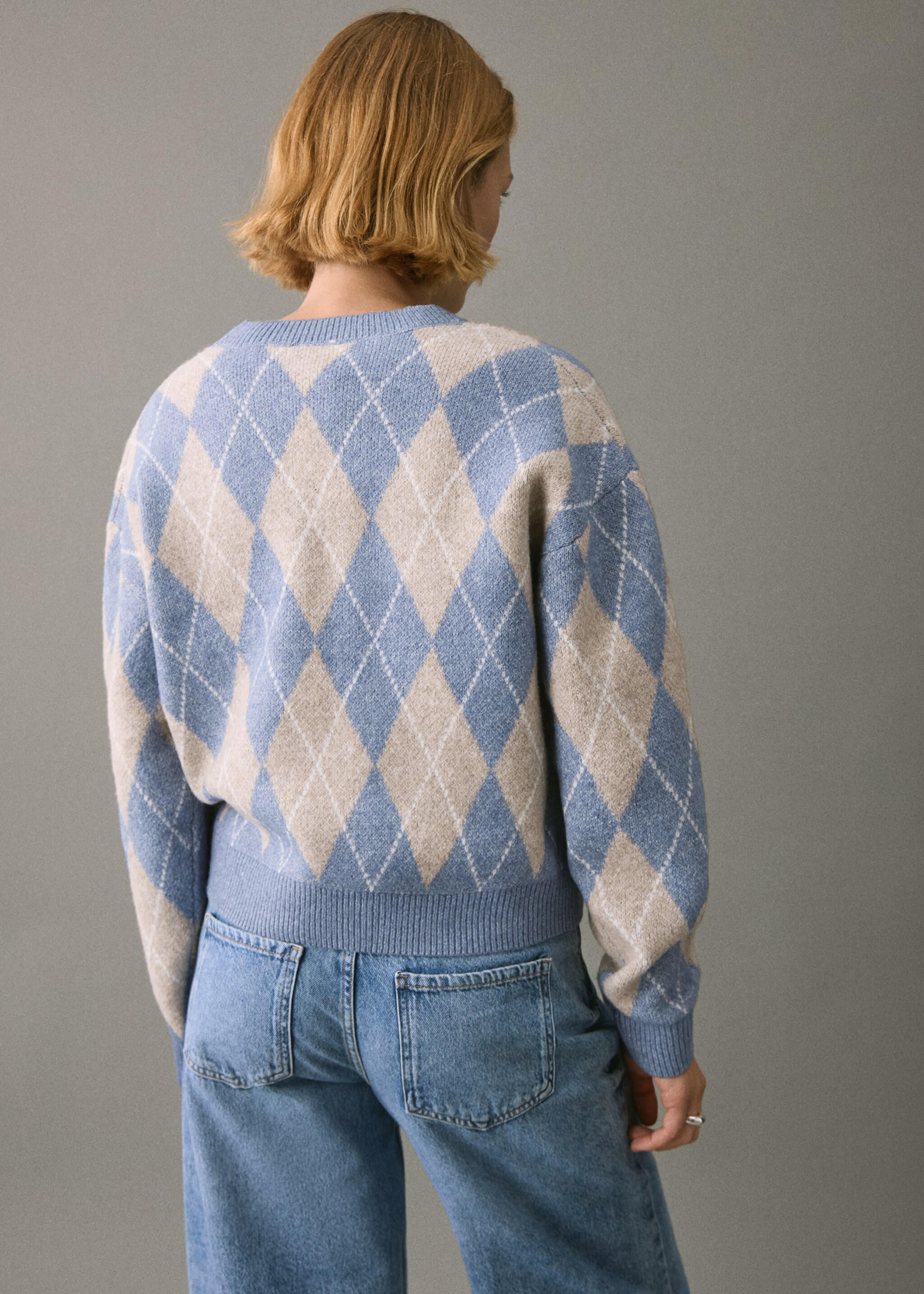 Pull-over motif losanges - Verso de l’article, Bleu. Ref: 17008272-00.