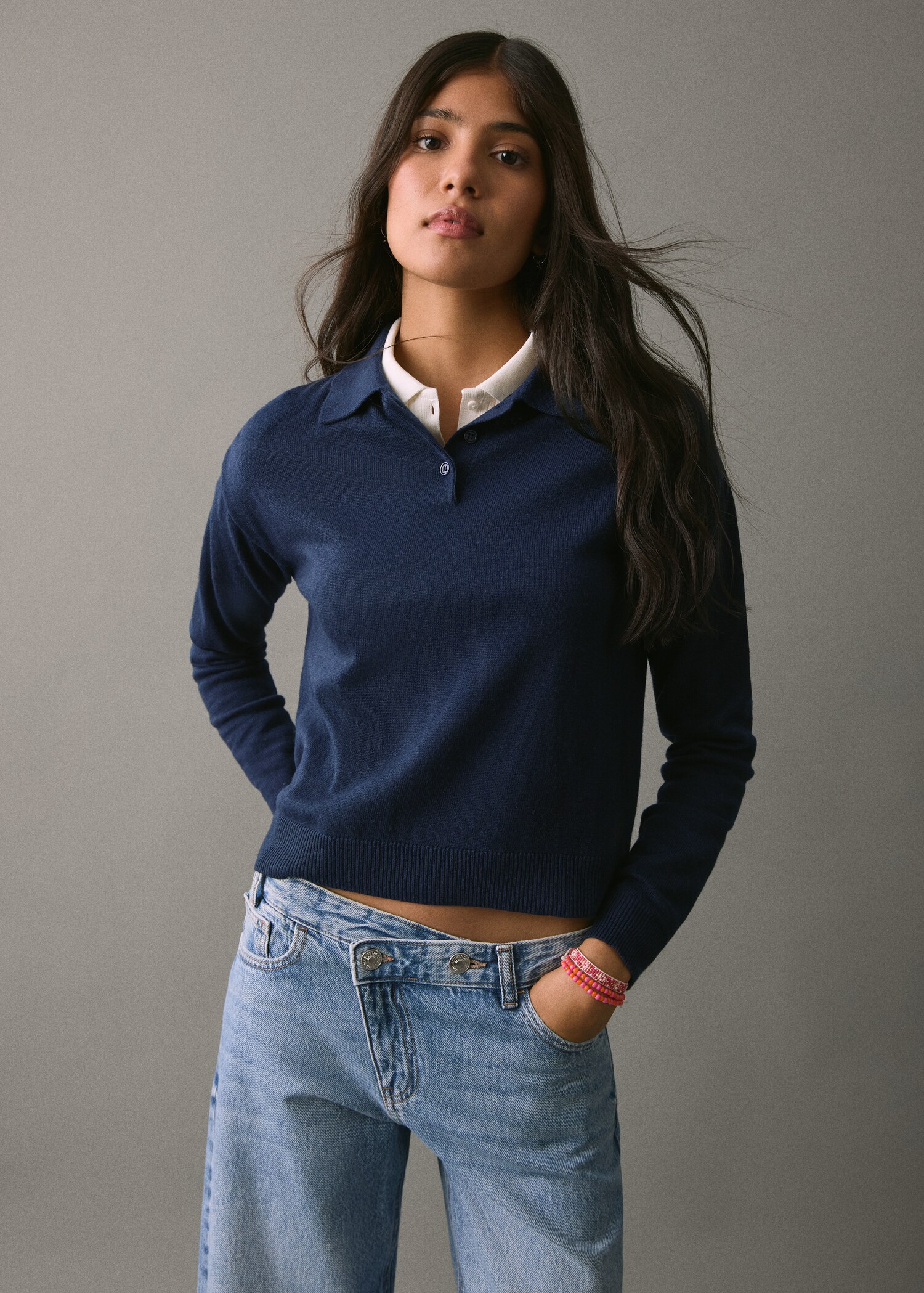 Jersey punto cuello polo - Plano medio