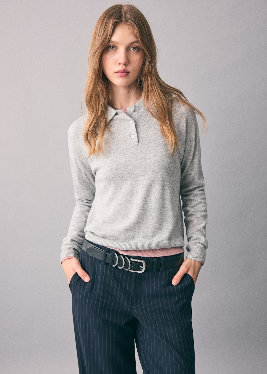 Knitted polo-neck sweater