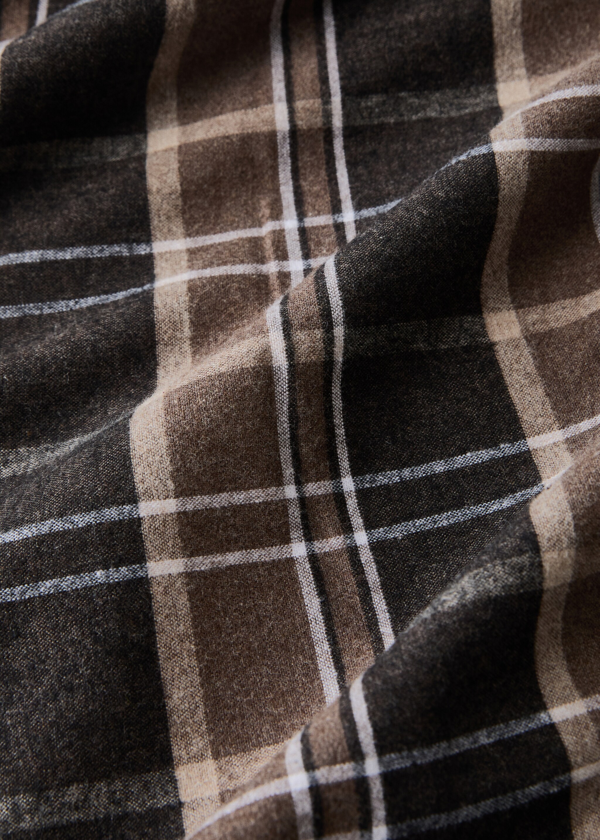 Flannel cotton melange-yarn duvet cover with check pattern for 135/140 cm bed - Details of the article 1, Brown. Ref: 17008280-00.