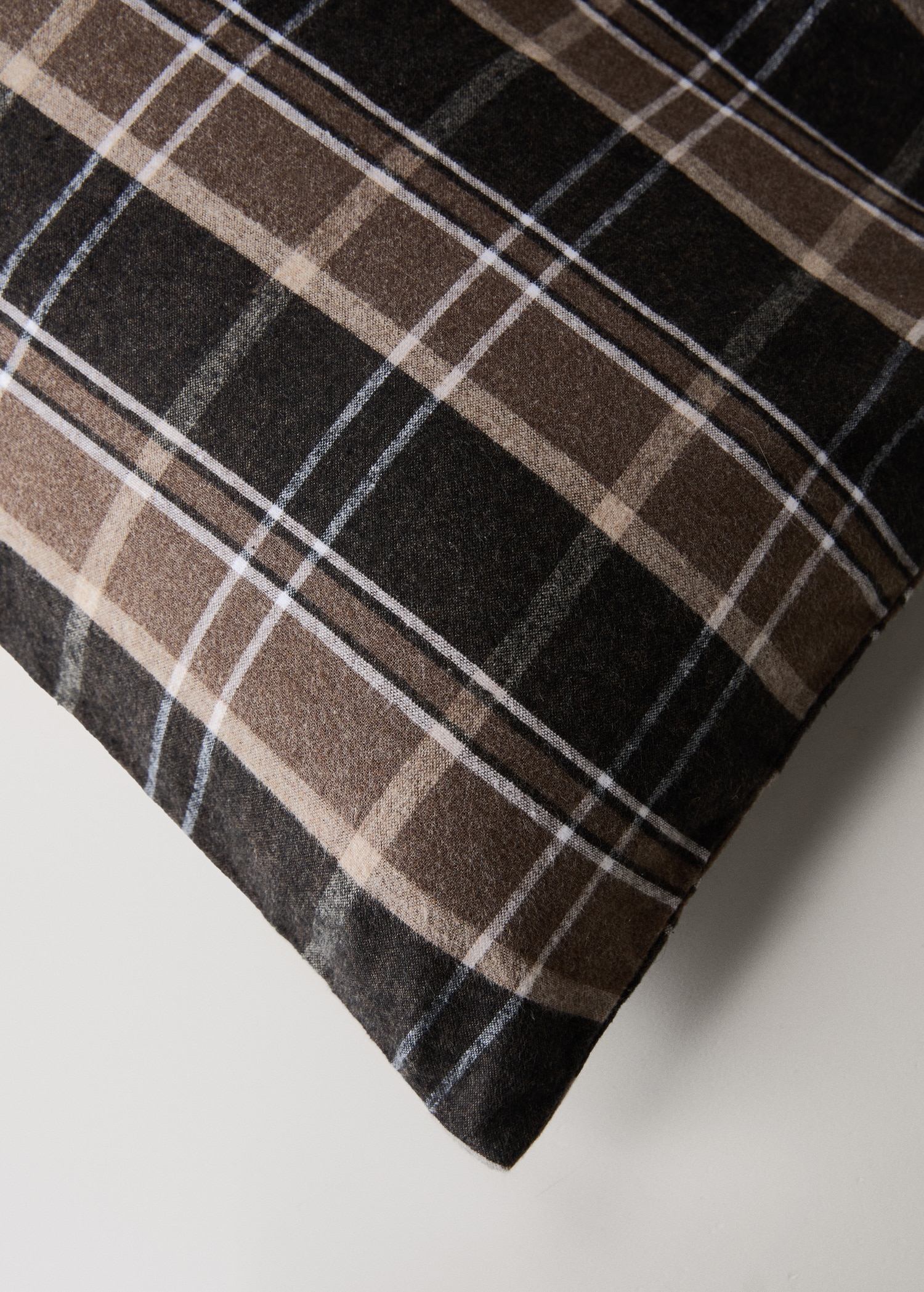 Cotton flannel duvet cover with melange threads and check print for 180/200 cm bed - Details of the article 3