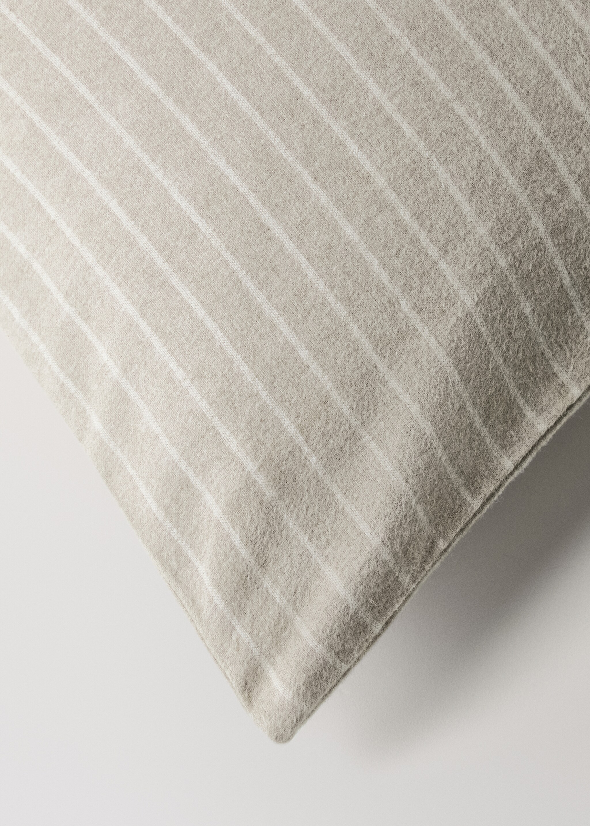 Melange cotton flannel duvet cover with fine-striped yarn for 150/160cm bed - Details of the article 3, Beige. Ref: 17008285-00.
