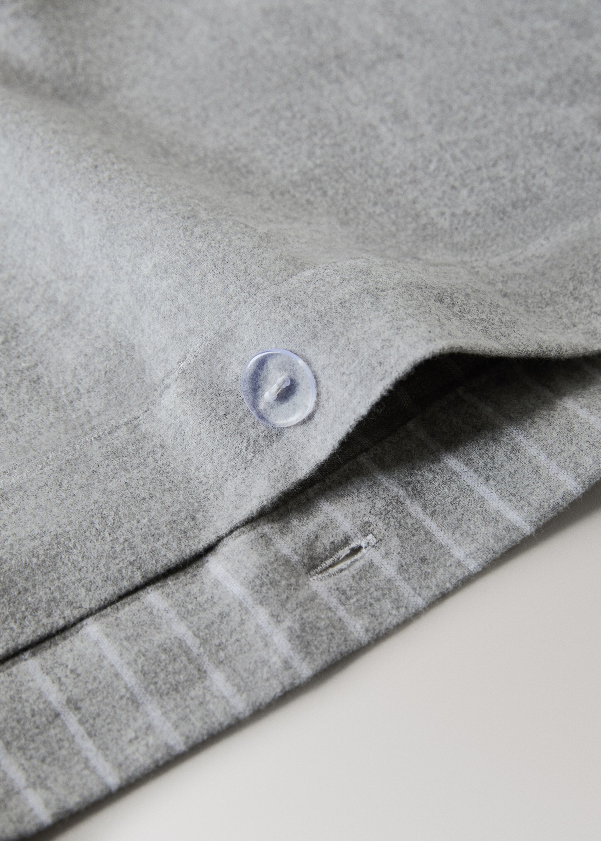 Melange cotton flannel duvet cover with fine-striped yarn for 150/160cm bed - Details of the article 1, Grey. Ref: 17008285-00.