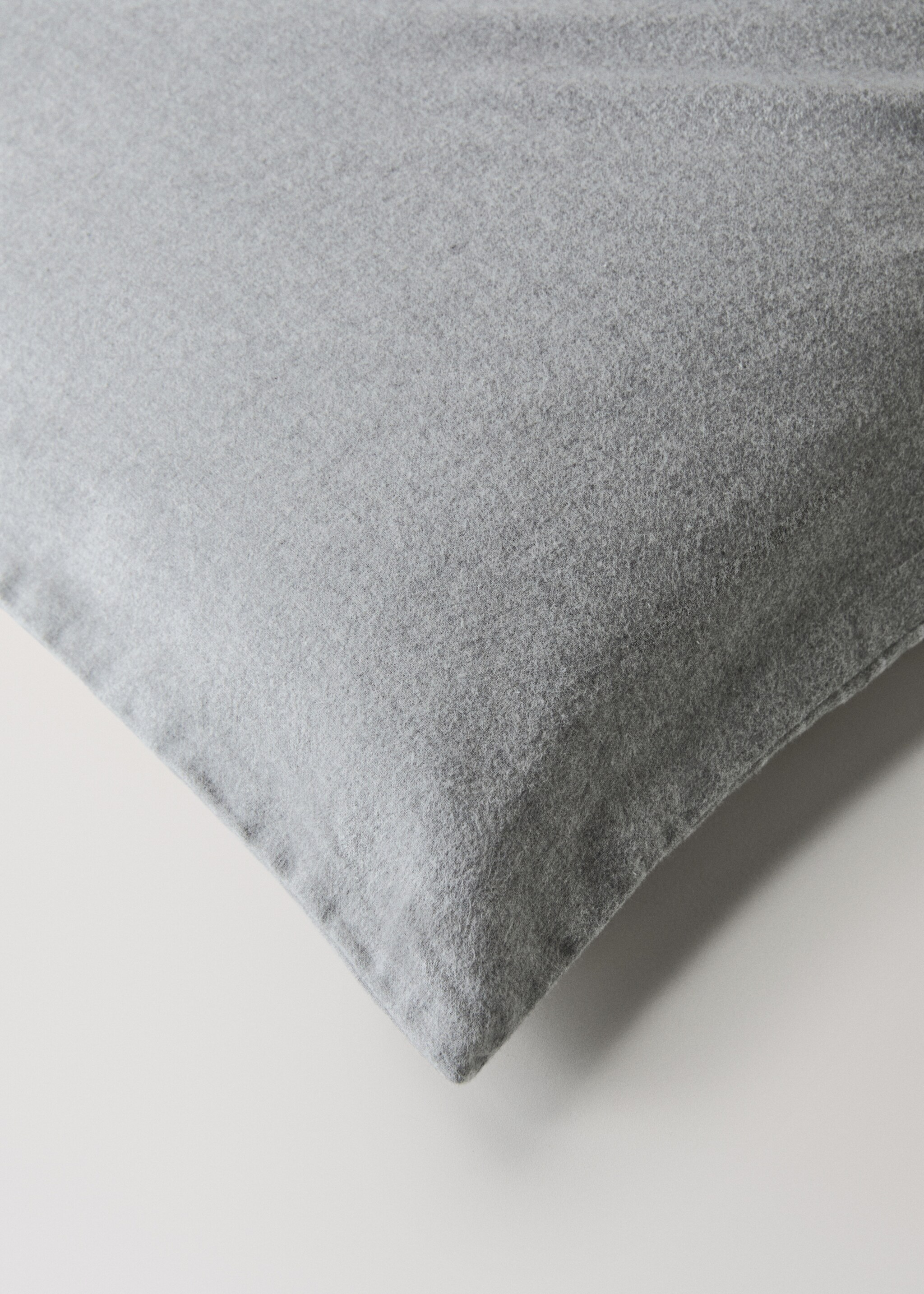Melange cotton flannel duvet cover with fine-striped yarn for 150/160cm bed - Details of the article 3, Grey. Ref: 17008285-00.