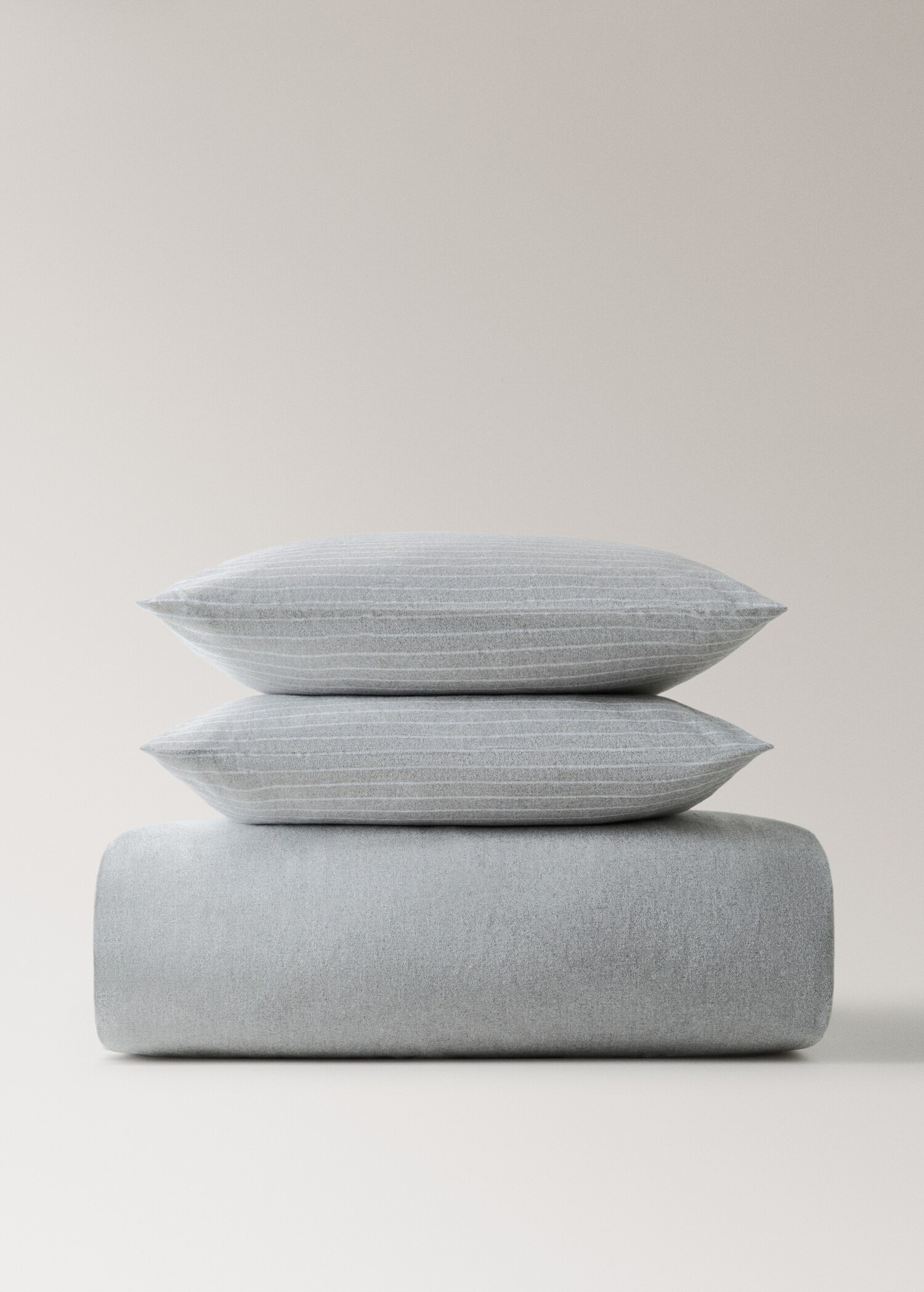 Melange cotton flannel duvet cover with fine-striped yarn for 150/160cm bed - Details of the article 4