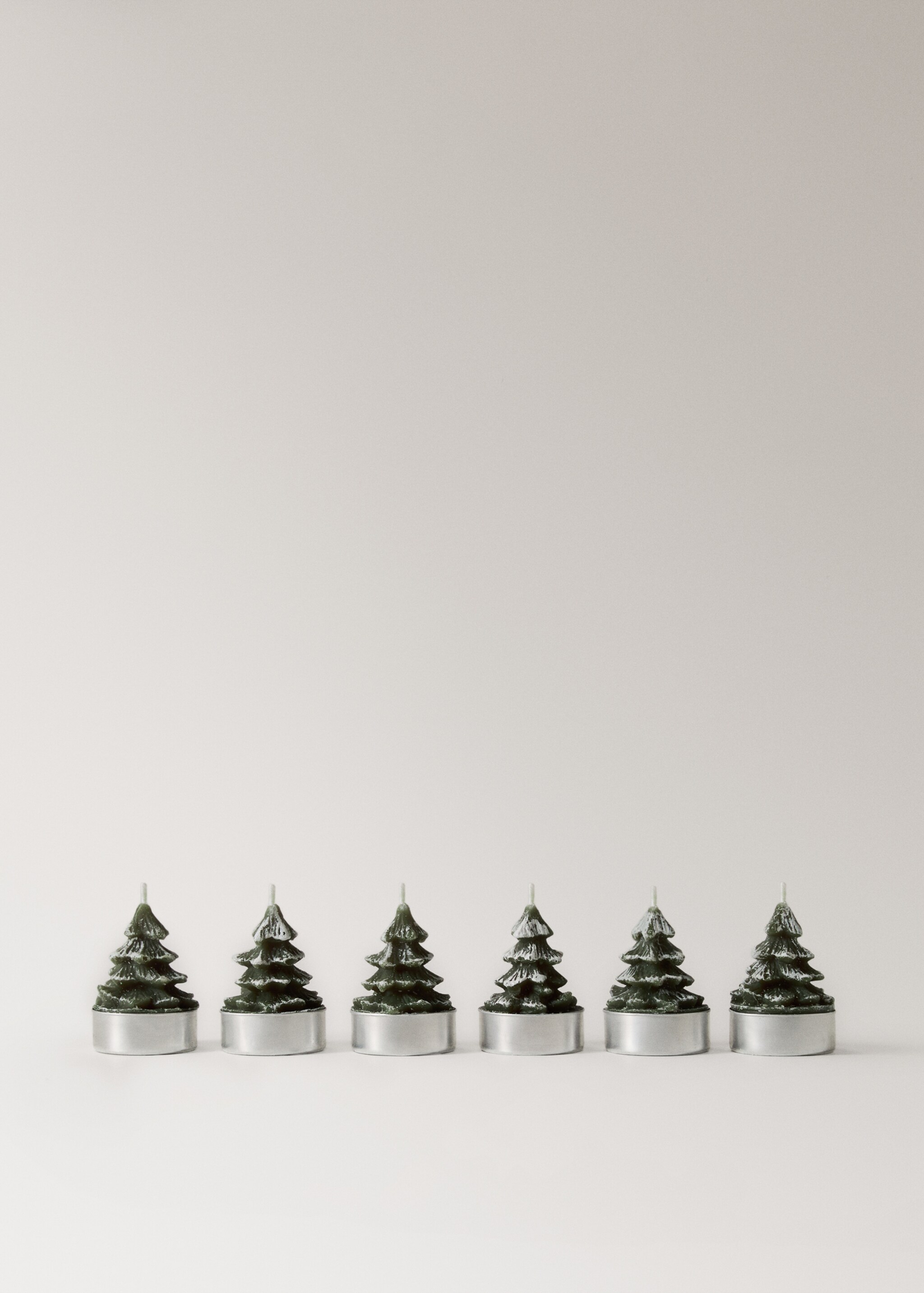 Set of 6 decorative tree-shaped candles - Article without model, Green. Ref: 17008287-00.