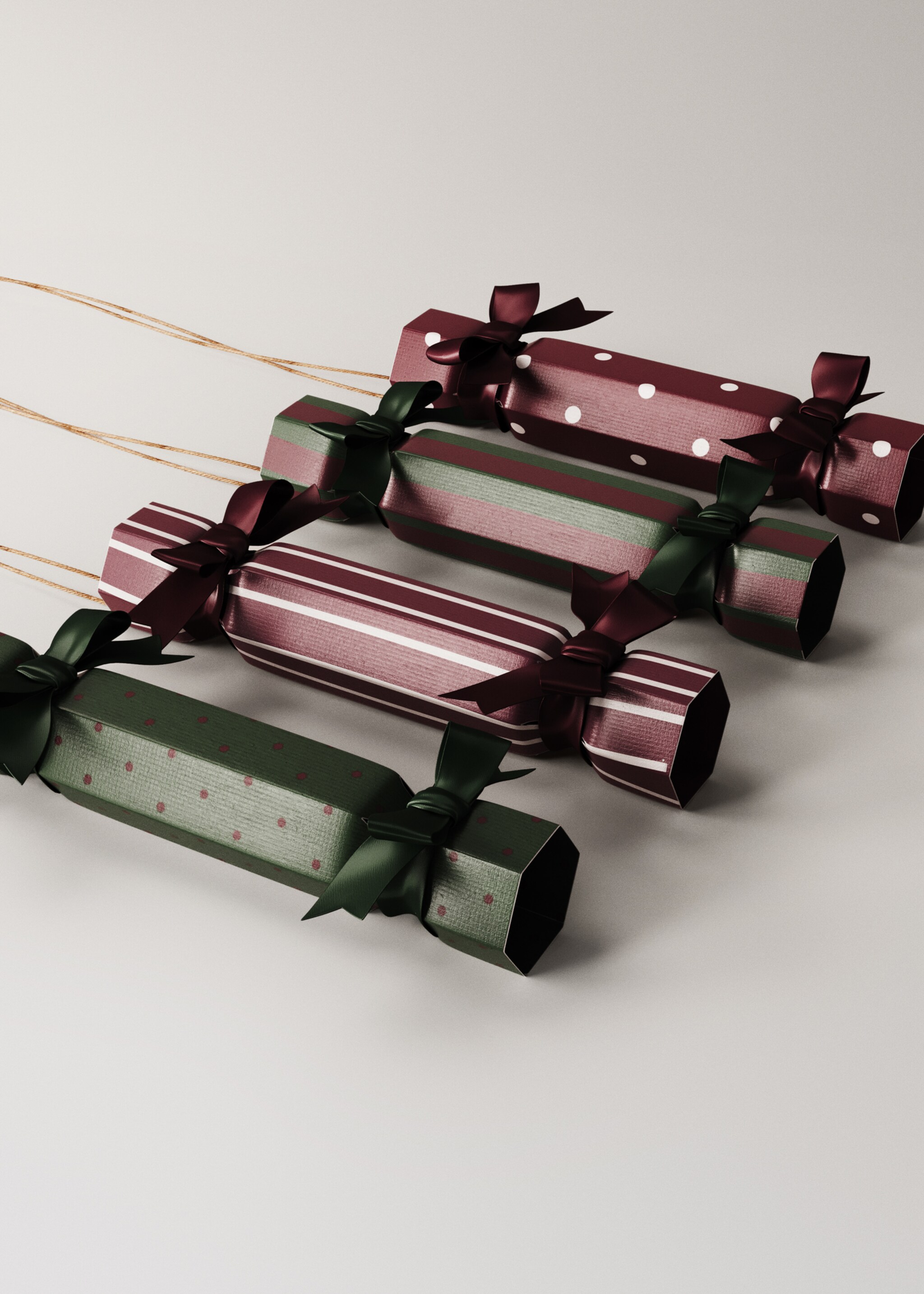 Kerstboomversiering in de vorm van knalbonbons - Detail van het artikel 3, Groen. Ref: 17008310-00.