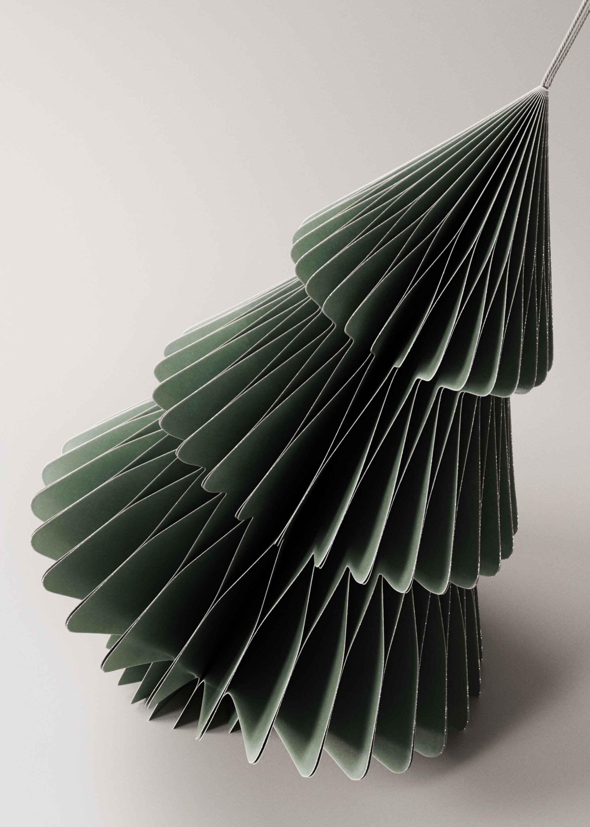 Set of paper tree ornaments - Details of the article 2, Green. Ref: 17008313-00.