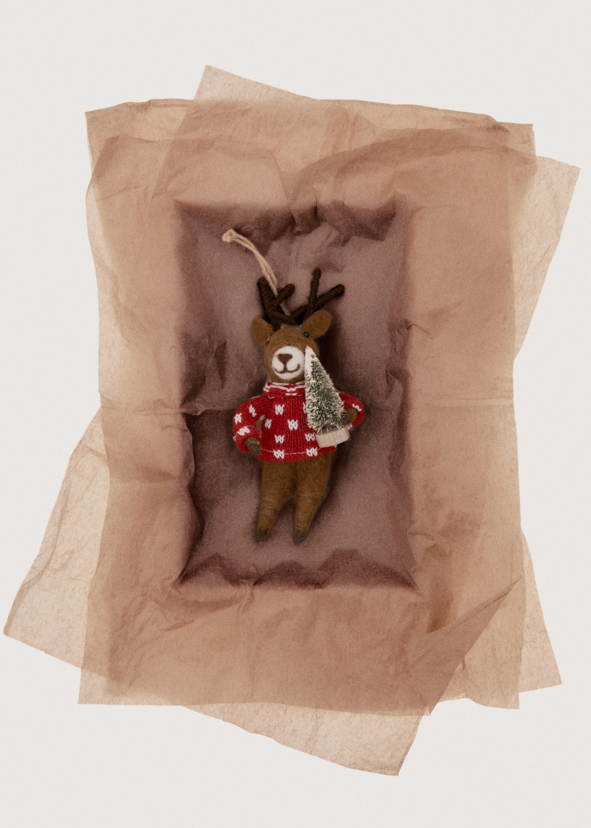 Felt reindeer decoration - Details of the article 7, Brown. Ref: 17008329-00.